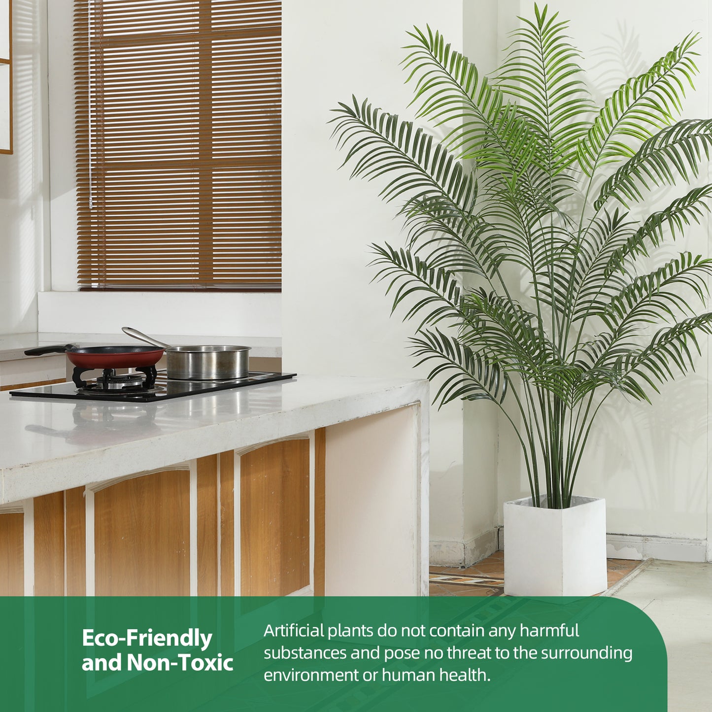 CROSOFMI Artificial Areca Palm Plant 6.5 Feet Fake Tropical Palm Tree, Perfect Faux Dypsis Lutescens Plants in Pot for Indoor Outdoor House Home Office Garden Modern Decoration Housewarming Gift-2Pack
