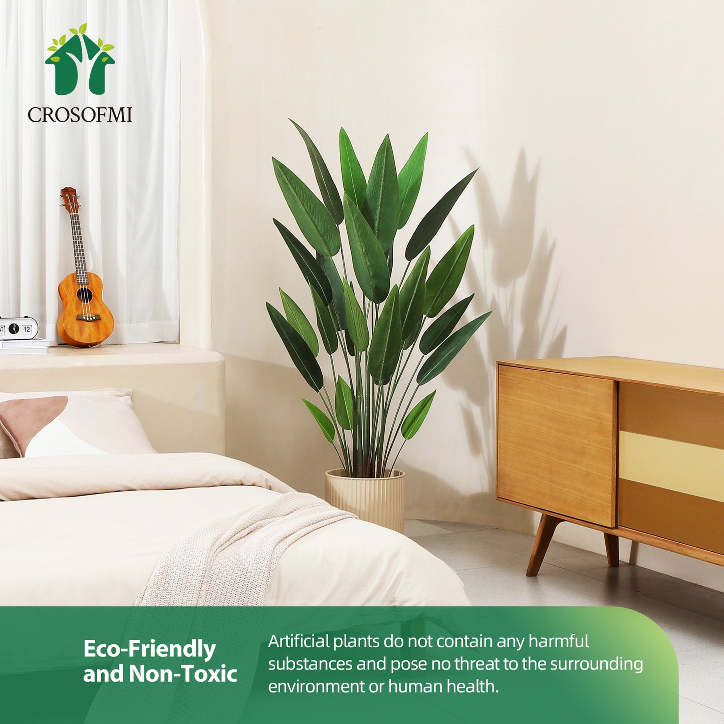 CROSOFMI Artificial Canna Lily Tree 5.2 Feet Fake Tropical Palm Tree with 25 Trunks,Perfect Large Faux Silk Plants in Pot for Indoor Outdoor Home Office Garden Modern Decoration Housewarming Gift