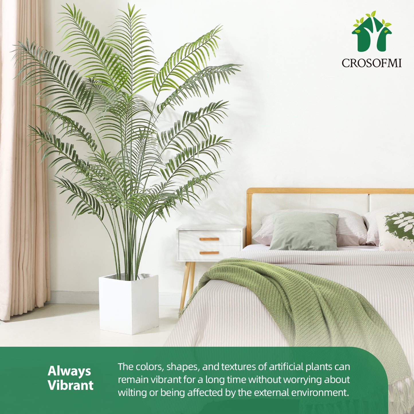 CROSOFMI Artificial Areca Palm Plant 6.5 Feet Fake Tropical Palm Tree, Perfect Faux Dypsis Lutescens Plants in Pot for Indoor Outdoor House Home Office Garden Modern Decoration Housewarming Gift-2Pack