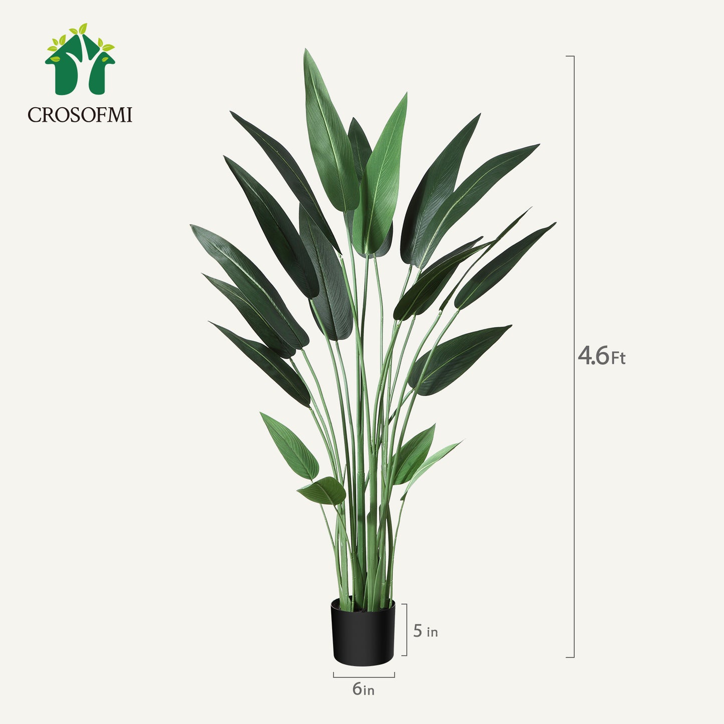 CROSOFMI Artificial Canna Lily Tree 4.6 Feet Fake Tropical Palm Tree with 20 Trunks,Perfect Large Faux Silk Plants in Pot for Indoor Outdoor Home Office Garden Modern Decoration Housewarming Gift,2Pack