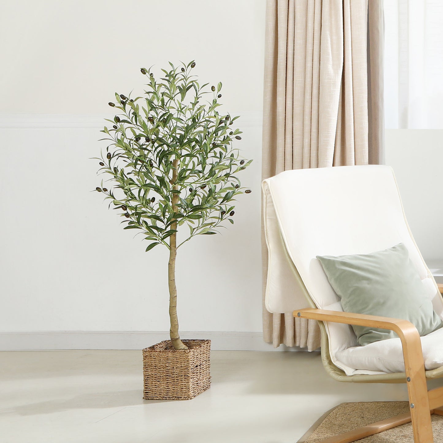 CROSOFMI Artificial Olive Tree, 6FT Fake Olive Plant in Pot, Tall Faux Plant,Potted Faux Topiary Silk Tree for Indoor Entryway Decor Outdoor Home Office Gift