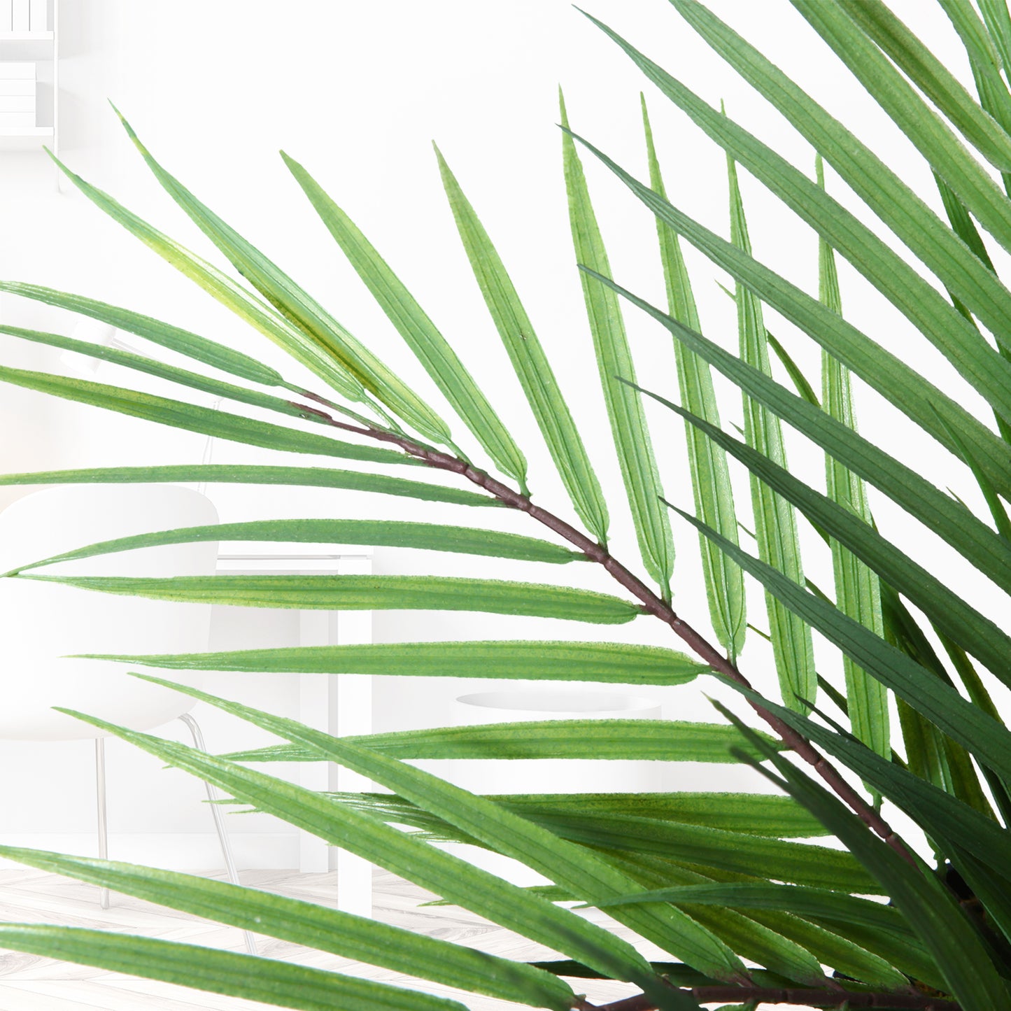 CROSOFMI Artificial Paradise Palm Tree Plant 12 Inch Fake Palm Plant with 9 Leaves Faux Palm in Pot for Indoor House Home Office Modern Decoration Perfect Housewarming Gift,1Pack