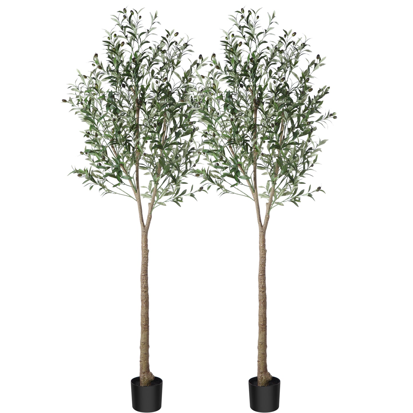 CROSOFMI Artificial Olive Tree Plant 83"(7Ft) Fake Topiary Silk Tree, Perfect Faux Plants in Pot for Indoor Outdoor House Home Office Garden Modern Decoration Housewarming Gift,2Pack