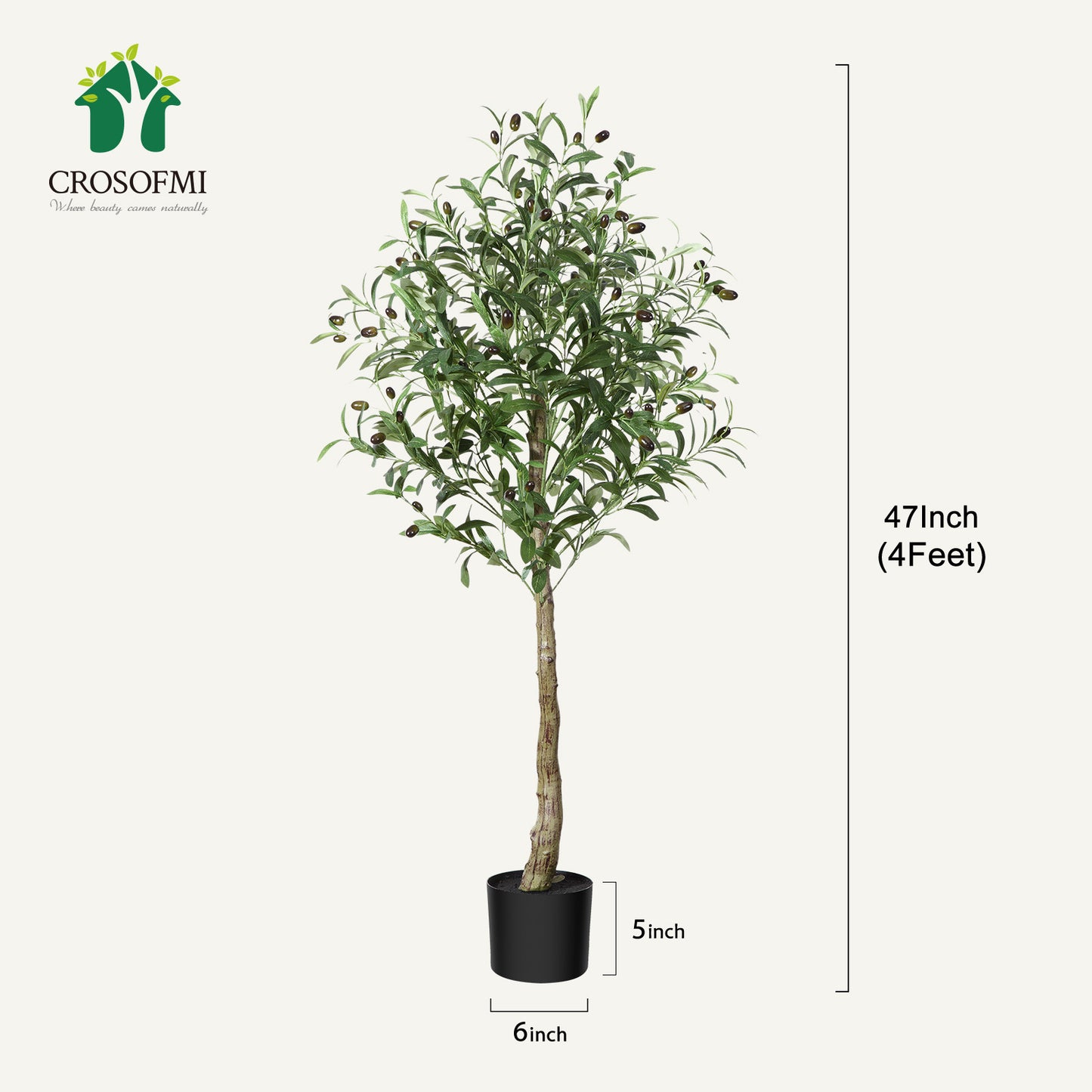 CROSOFMI Artificial Olive Tree, 6FT Fake Olive Plant in Pot, Tall Faux Plant,Potted Faux Topiary Silk Tree for Indoor Entryway Decor Outdoor Home Office Gift