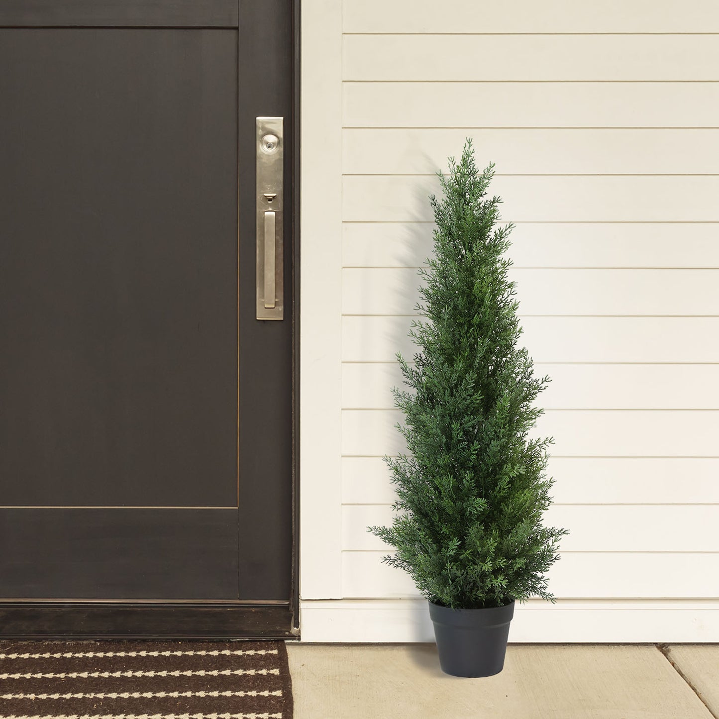 CROSOFMI Artificial Plants Outdoor 95 cm Fake Cedar Tree Large Faux Plants With Plastics Pots for Garden Front Porch Decoration (1 Pack)