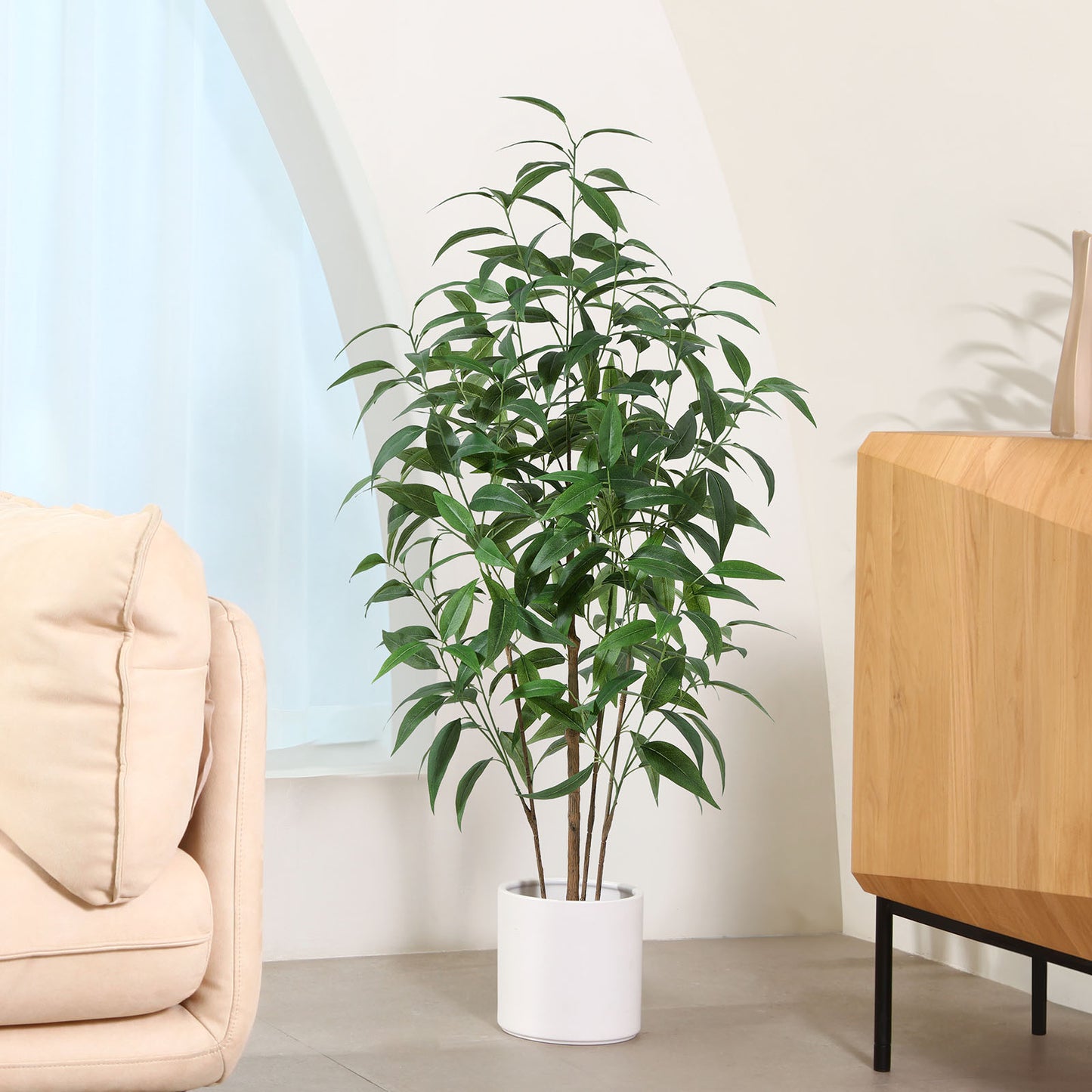 CROSOFMI Artificial Plants Indoor Fake Tree Large Faux Plants With Plastics Pots for Modern Home Office Outdoor Decoration