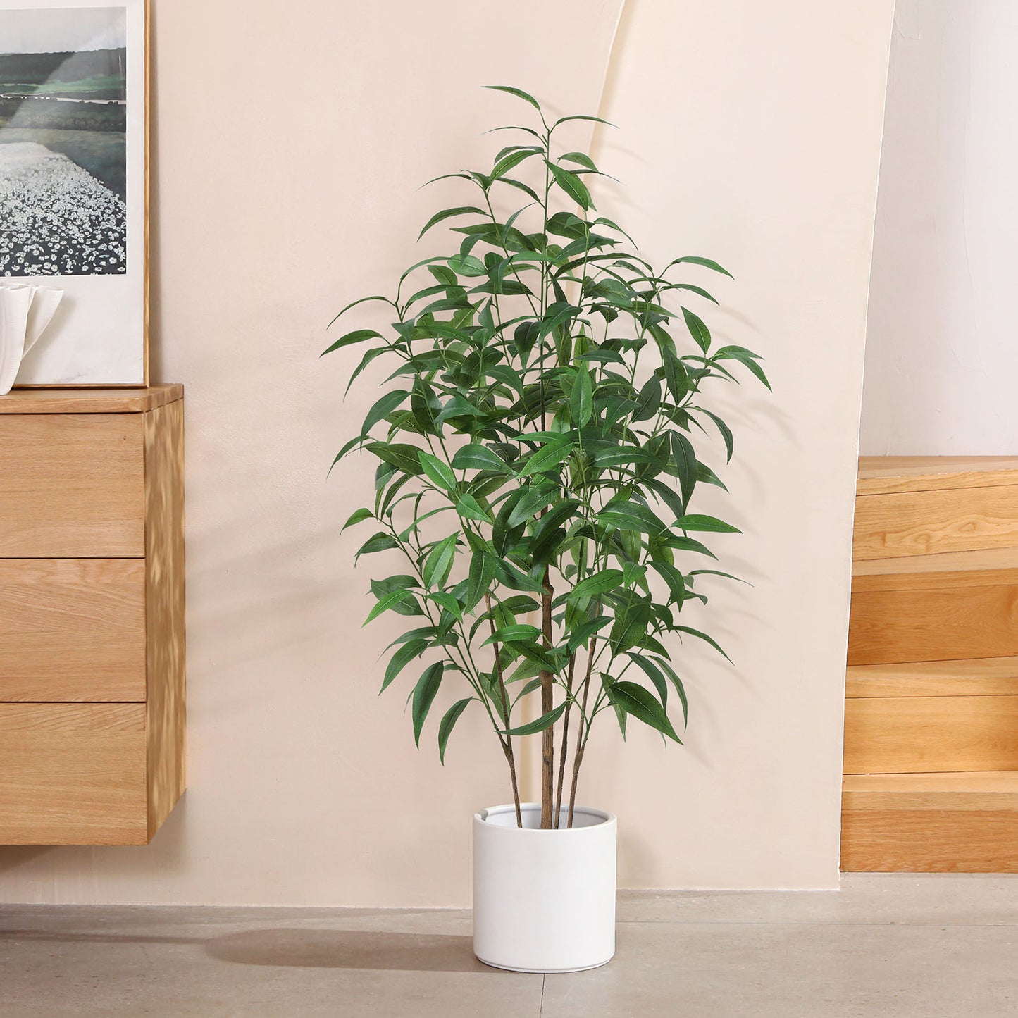 CROSOFMI Artificial Plants Indoor Fake Tree Large Faux Plants With Plastics Pots for Modern Home Office Outdoor Decoration