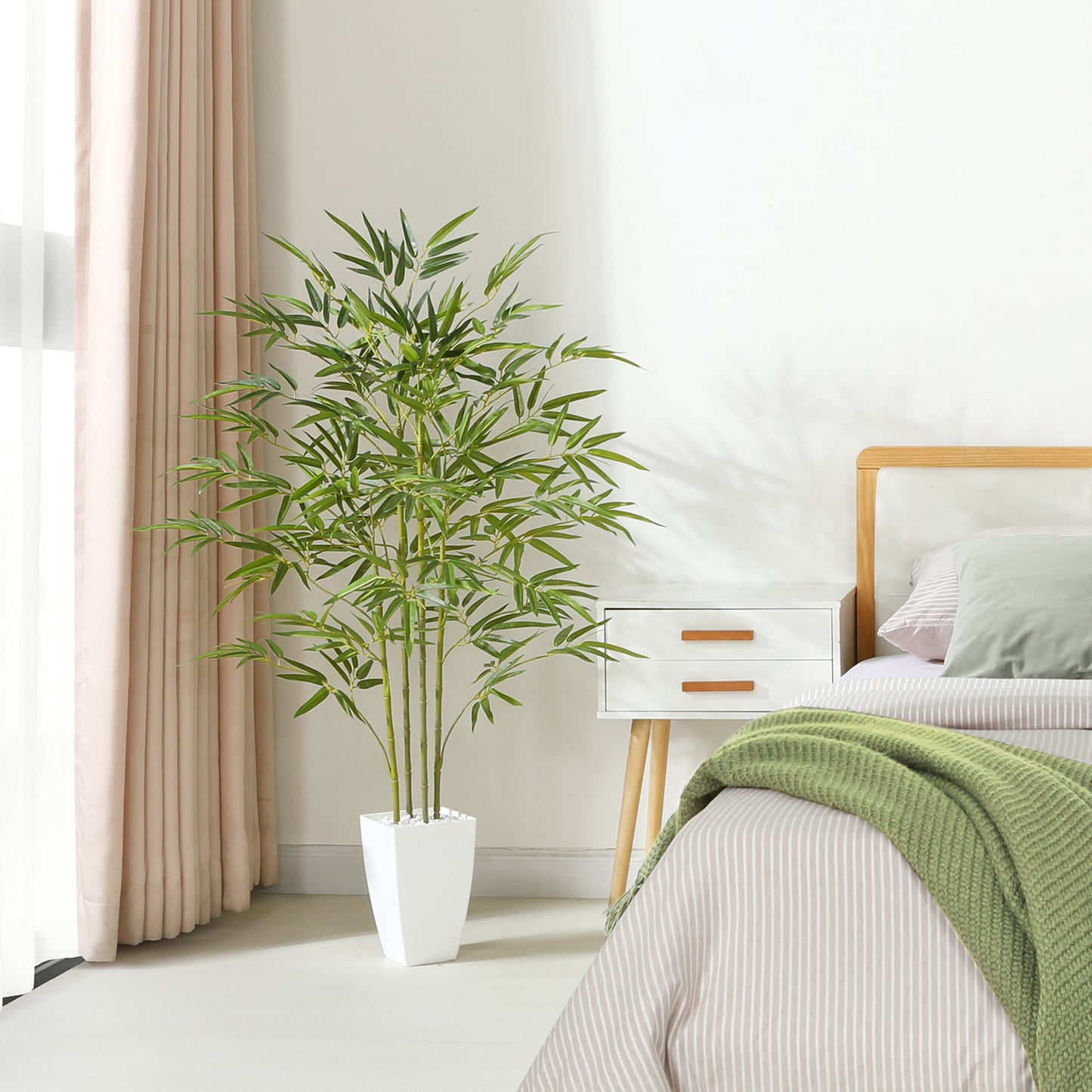 CROSOFMI Artificial Plants Indoor Fake Tall Bamboo Tree Large Faux Plants With Plastics Pots for Outdoor Modern Home Office Decoration