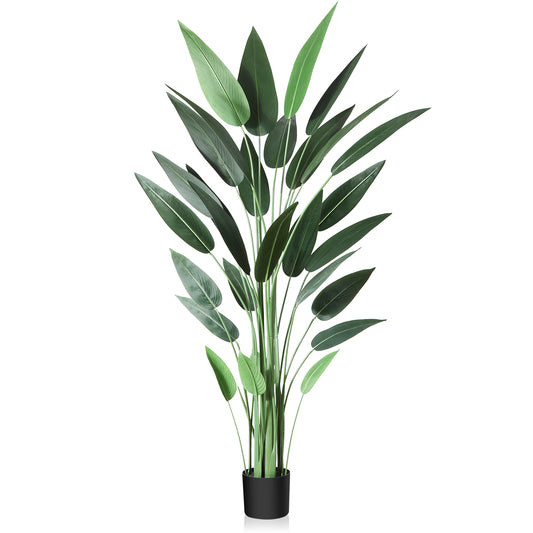 CROSOFMI Artificial Canna Lily Tree 6 Feet Fake Tropical Palm Tree with 28 Trunks,Perfect Large Faux Silk Plants in Pot for Indoor Outdoor Home Office Garden Modern Decoration Housewarming Gift