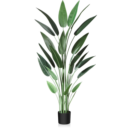 CROSOFMI Artificial Canna Lily Tree 5.2 Feet Fake Tropical Palm Tree with 25 Trunks,Perfect Large Faux Silk Plants in Pot for Indoor Outdoor Home Office Garden Modern Decoration Housewarming Gift