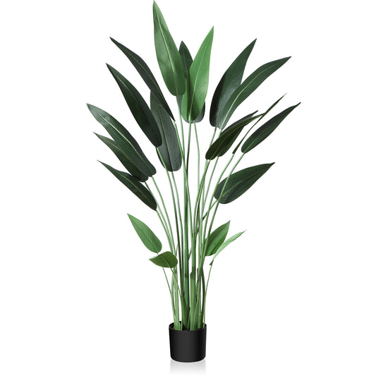 CROSOFMI Artificial Canna Lily Tree 4.6 Feet Fake Tropical Palm Tree with 20 Trunks,Perfect Large Faux Silk Plants in Pot for Indoor Outdoor Home Office Garden Modern Decoration Housewarming Gift