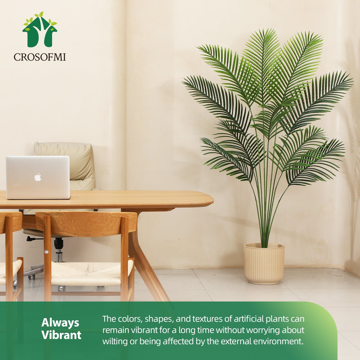 CROSOFMI Artificial Areca Palm Tree 6 Feet Fake Tropical Palm Tree,Perfect Faux Dypsis Lutescens Plants in Pot for Indoor Outdoor Home Office Garden Modern Decoration Housewarming Gift