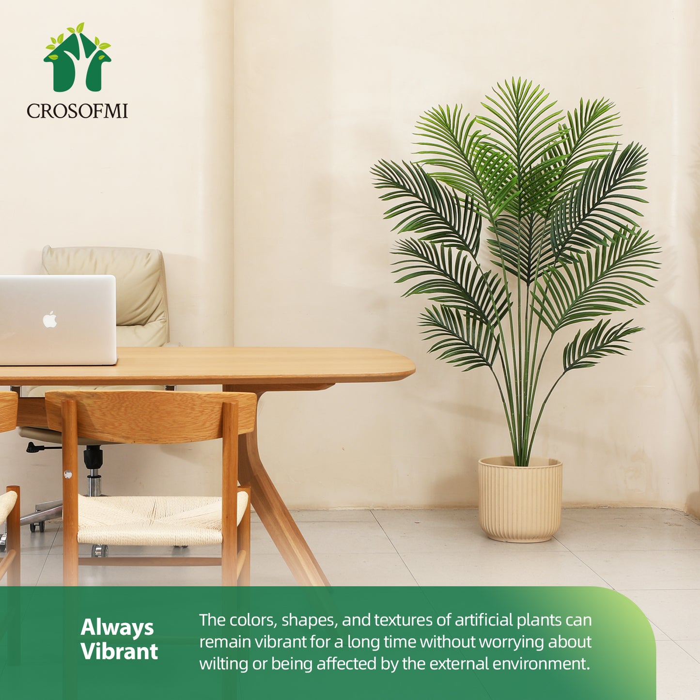 CROSOFMI Artificial Areca Palm Tree 5 Feet Fake Tropical Palm Tree,Perfect Faux Dypsis Lutescens Plants in Pot for Indoor Outdoor Home Office Garden Modern Decoration Housewarming Gift，2pcs