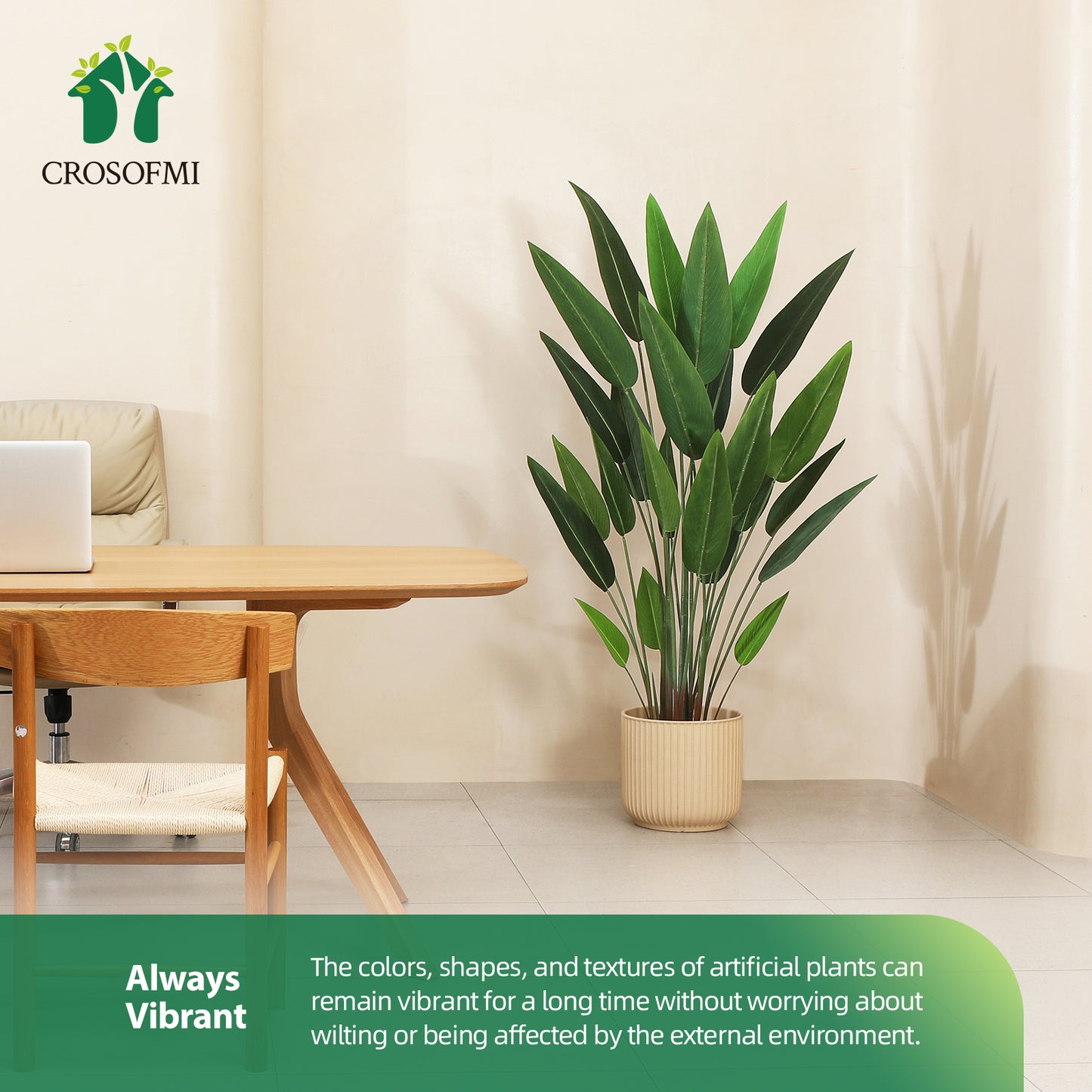 CROSOFMI Artificial Canna Lily Tree 5.2 Feet Fake Tropical Palm Tree with 25 Trunks,Perfect Large Faux Silk Plants in Pot for Indoor Outdoor Home Office Garden Modern Decoration Housewarming Gift，2pcs