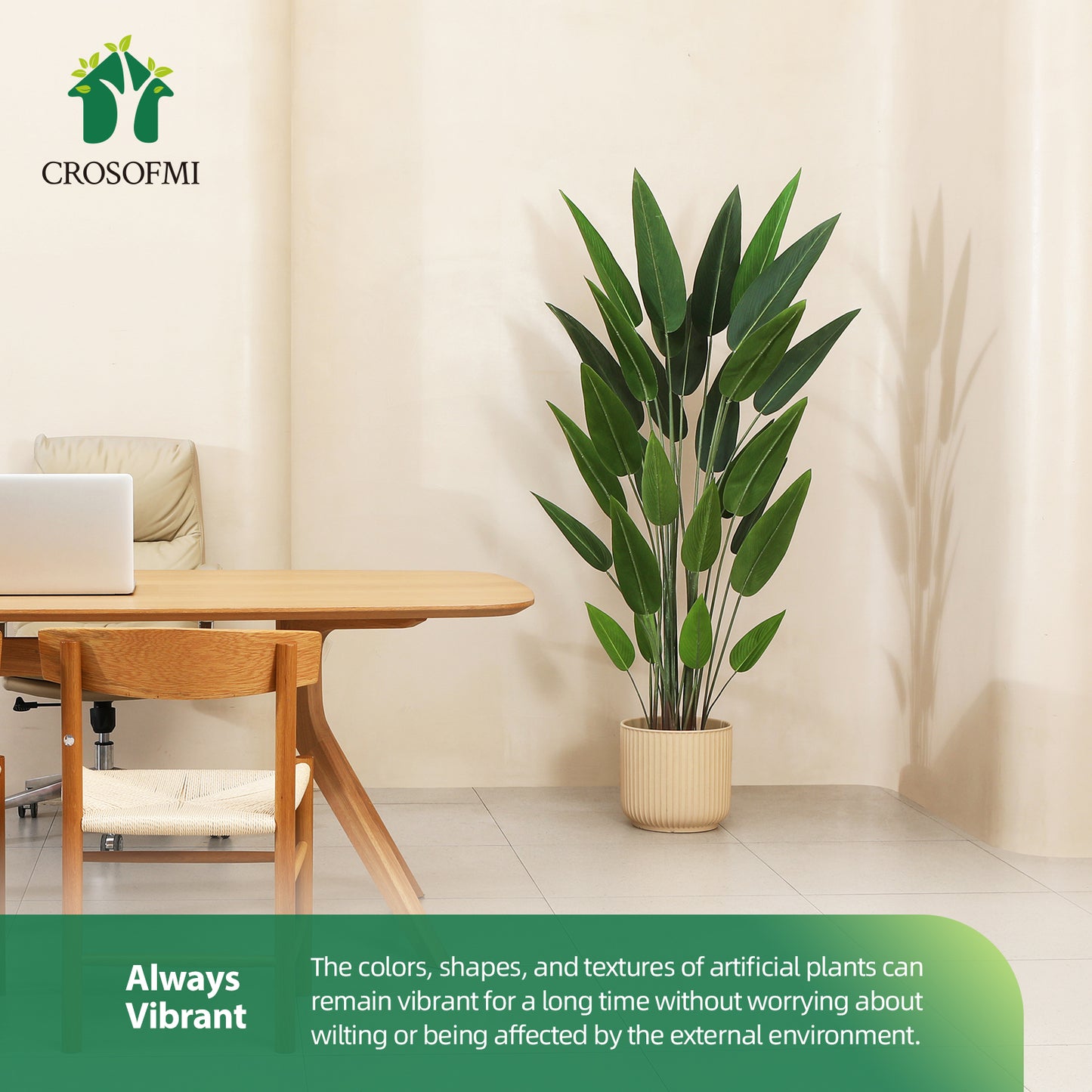CROSOFMI Artificial Canna Lily Tree 6 Feet Fake Tropical Palm Tree with 28 Trunks,Perfect Large Faux Silk Plants in Pot for Indoor Outdoor Home Office Garden Modern Decoration Housewarming Gift