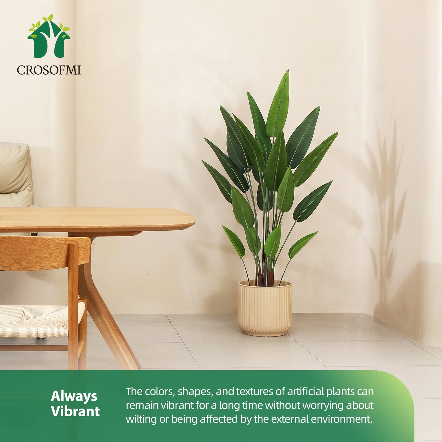 CROSOFMI Artificial Canna Lily Tree 4.6 Feet Fake Tropical Palm Tree with 20 Trunks,Perfect Large Faux Silk Plants in Pot for Indoor Outdoor Home Office Garden Modern Decoration Housewarming Gift，2Pack