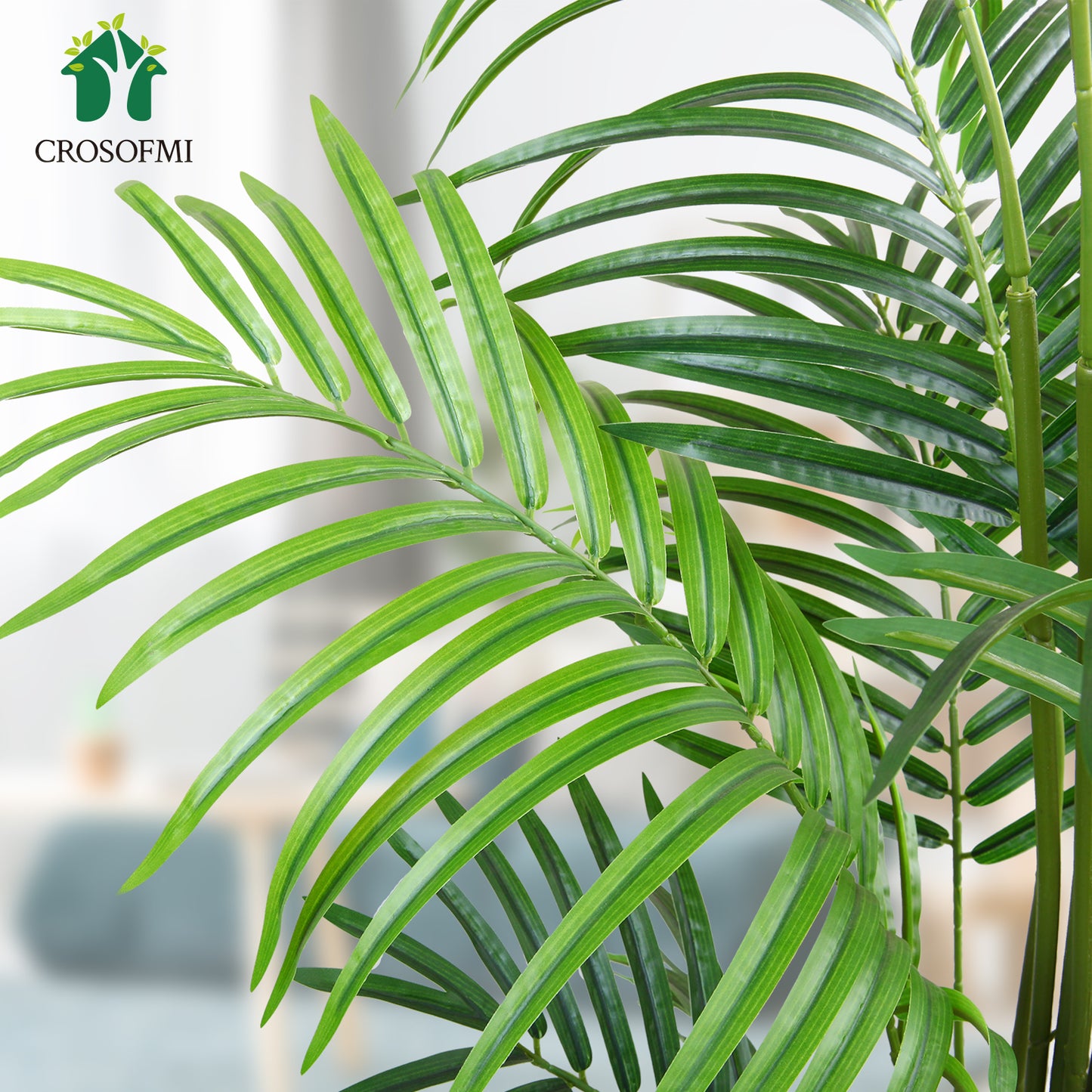 CROSOFMI Artificial Areca Palm Plant 6.5 Feet Fake Tropical Palm Tree, Perfect Faux Dypsis Lutescens Plants in Pot for Indoor Outdoor House Home Office Garden Modern Decoration Housewarming Gift-2Pack