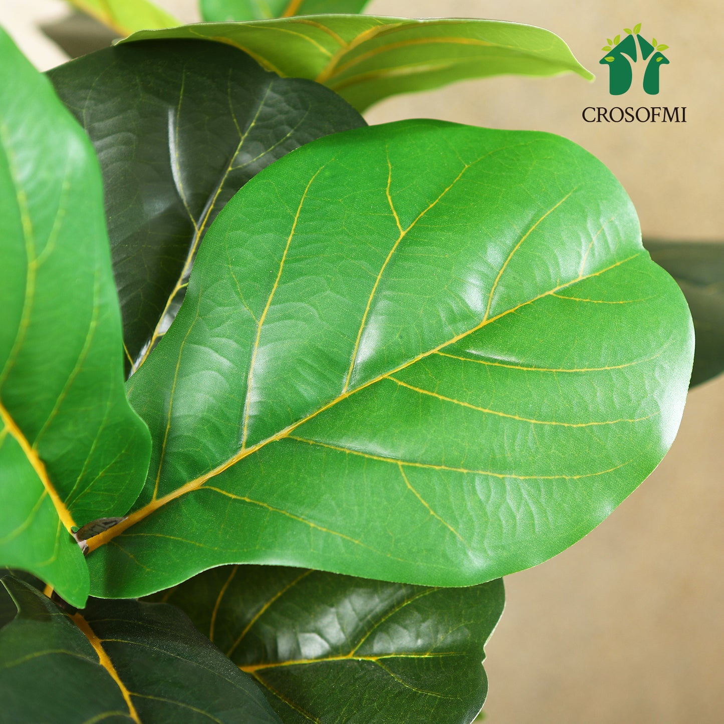 CROSOFMI Artificial Fiddle Leaf Fig Tree 50 Inch Fake Ficus Lyrata Plant with 56 Leaves Faux Plants in Pot for Indoor Outdoor House Home Office Garden Modern Decoration Perfect Housewarming Gift，2pcs