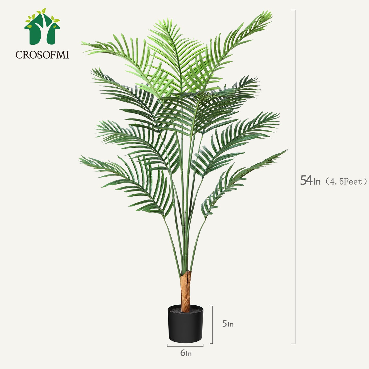 CROSOFMI Artificial Areca Palm Tree 4.5Feet Fake Tropical Palm Plant,Perfect Faux Dypsis Lutescens Plants in Pot for Indoor Outdoor Home Office Garden Modern Decoration Housewarming Gift