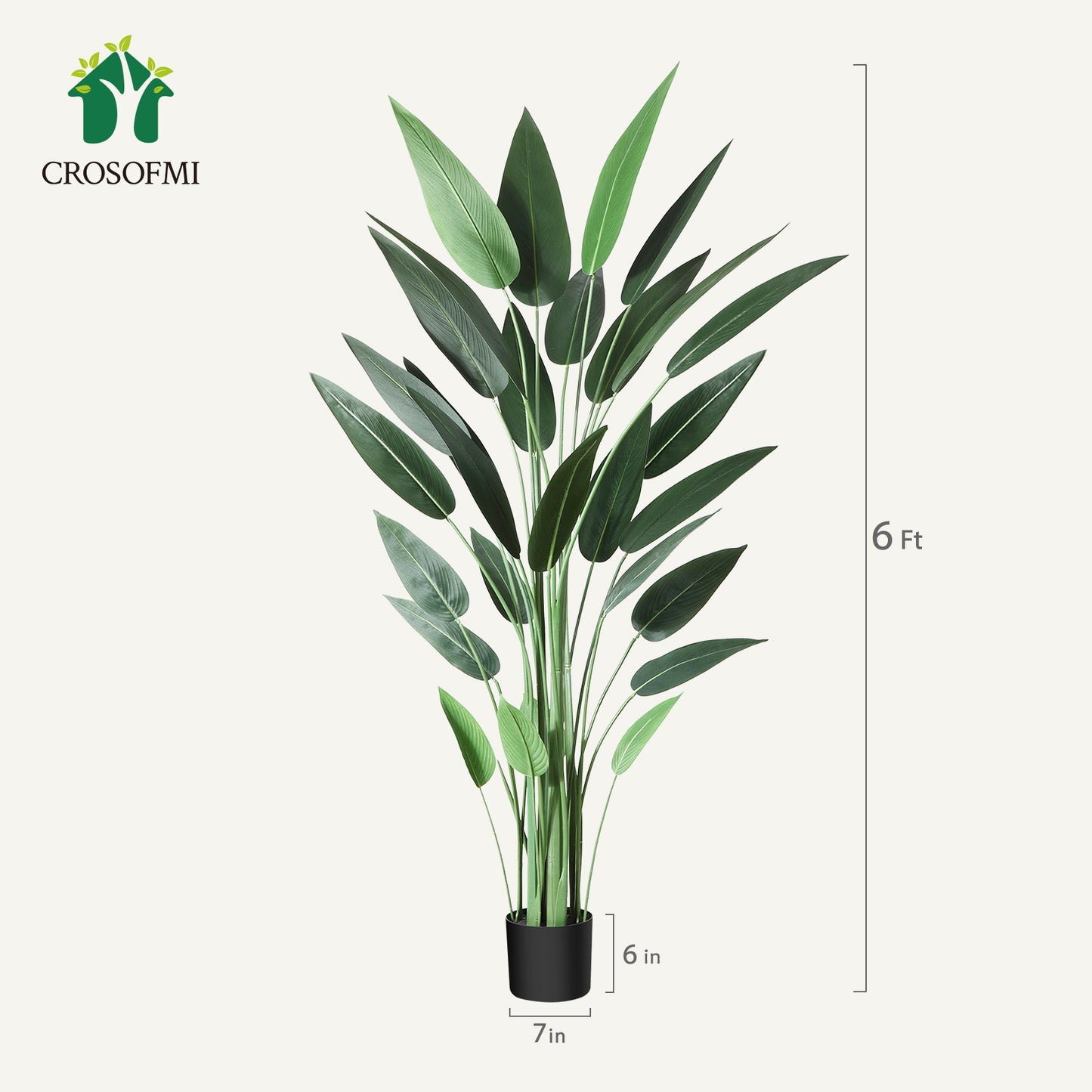 CROSOFMI Artificial Canna Lily Tree 6 Feet Fake Tropical Palm Tree with 28 Trunks,Perfect Large Faux Silk Plants in Pot for Indoor Outdoor Home Office Garden Modern Decoration Housewarming Gift