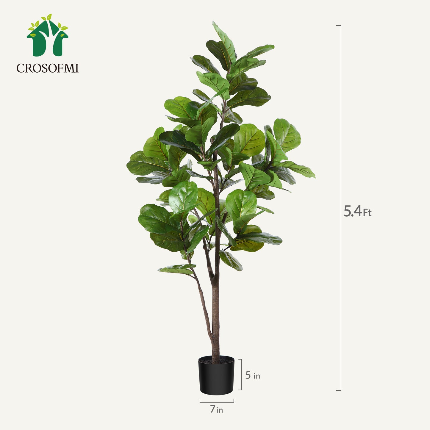 CROSOFMI Artificial Fiddle Leaf Fig Tree 65 Inch Fake Ficus Lyrata Plant with 68 Leaves Faux Plants in Pot for Indoor Outdoor House Home Office Garden Modern Decoration Perfect Housewarming Gift Visit the CROSOFMI Store，2pcs