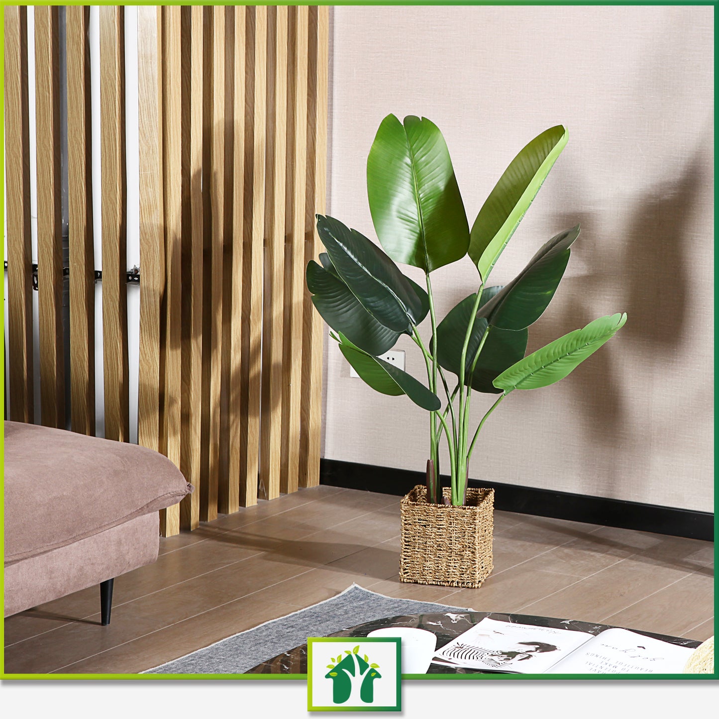 CROSOFMI Artificial Bird of Paradise Plant 4 Feet Fake Tropical Palm Tree with 8 Leaves,Perfect Faux Plants in Pot for Indoor Outdoor House Home Office Garden Modern Decoration Housewarming Gift，2pcs