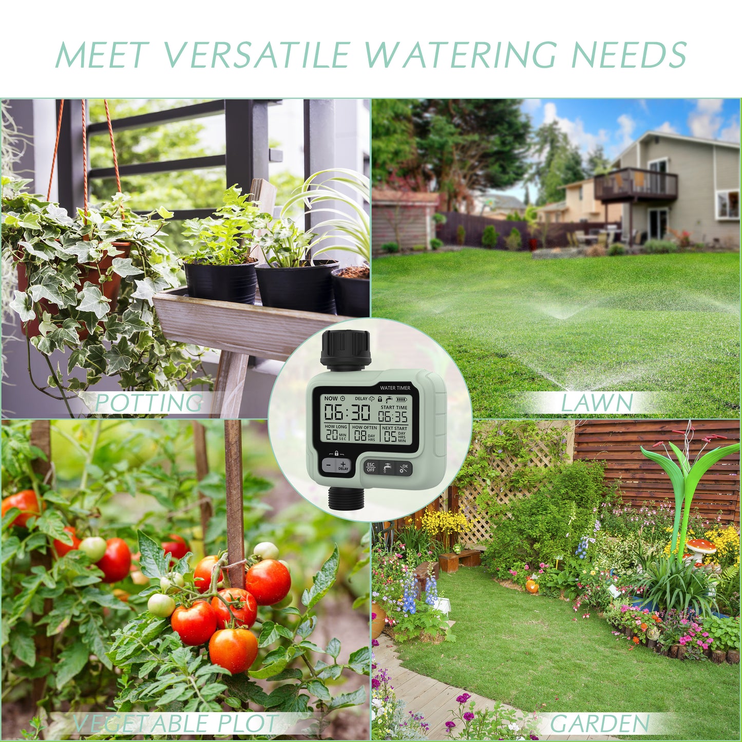 CROSOFMI Sprinkler Timer,Water Timer Digital Programmable Garden Lawn Hose Faucet Timer Irrigation System Controller/Child Lock Mode/Auto&Manual Mode/Rain Delay/IPX5 Blue