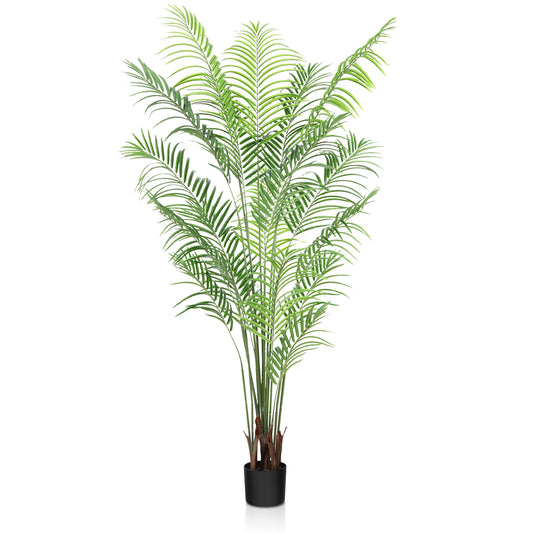 CROSOFMI Artificial Areca Palm Plant 6.5 Feet Fake Tropical Palm Tree, Perfect Faux Dypsis Lutescens Plants in Pot for Indoor Outdoor House Home Office Garden Modern Decoration Housewarming Gift-2Pack