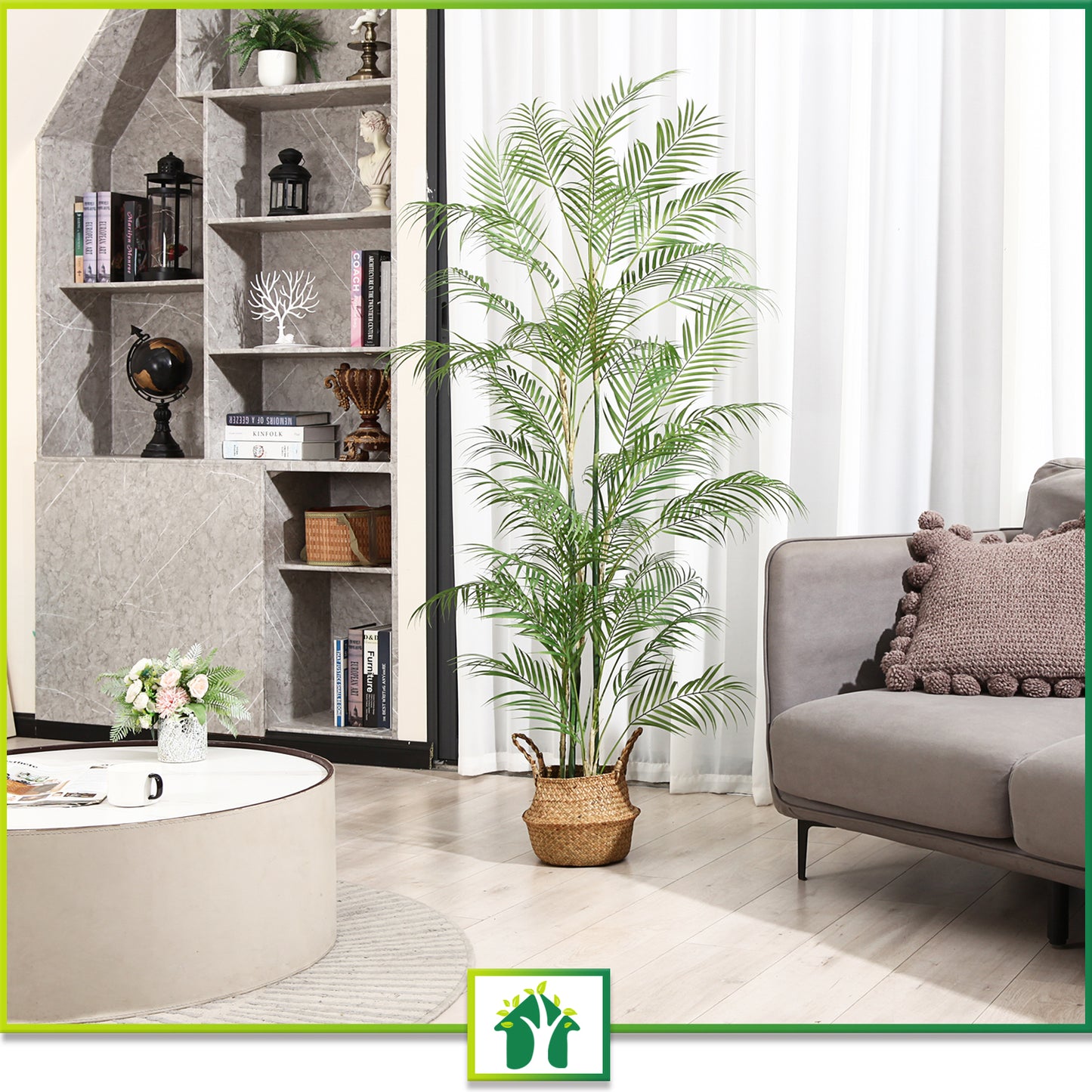 CROSOFMI Artificial Paradise Palm Tree 5.7Feet Fake Tropical Palm Tree, Perfect Faux Plants in Pot for Indoor Outdoor House Home Office Garden Modern Decoration Housewarming Gift-1Pack