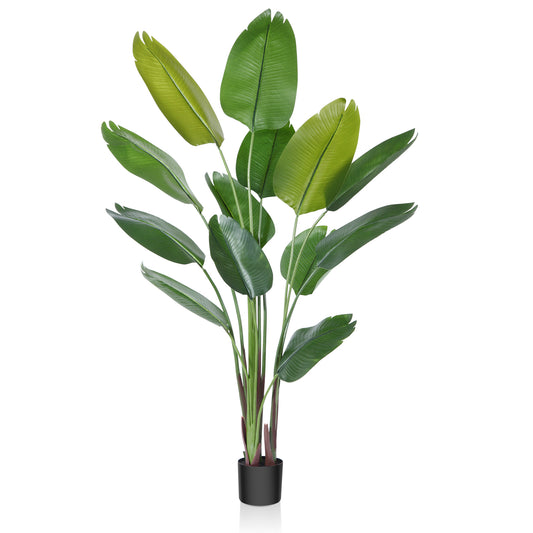 CROSOFMI Artificial Bird of Paradise Plant 6 Feet Fake Tropical Palm Tree with 13 Leaves,Perfect Faux Plants in Pot for Indoor Outdoor House Home Office Garden Modern Decoration Housewarming Gift