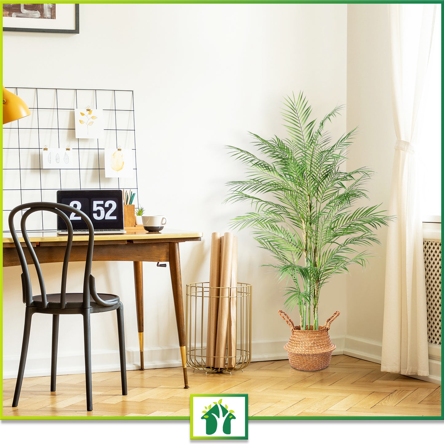 CROSOFMI Artificial Paradise Palm Tree 4.3Feet Fake Tropical Palm Tree, Perfect Faux Plants in Pot for Indoor Outdoor House Home Office Garden Modern Decoration Housewarming Gift-1Pack