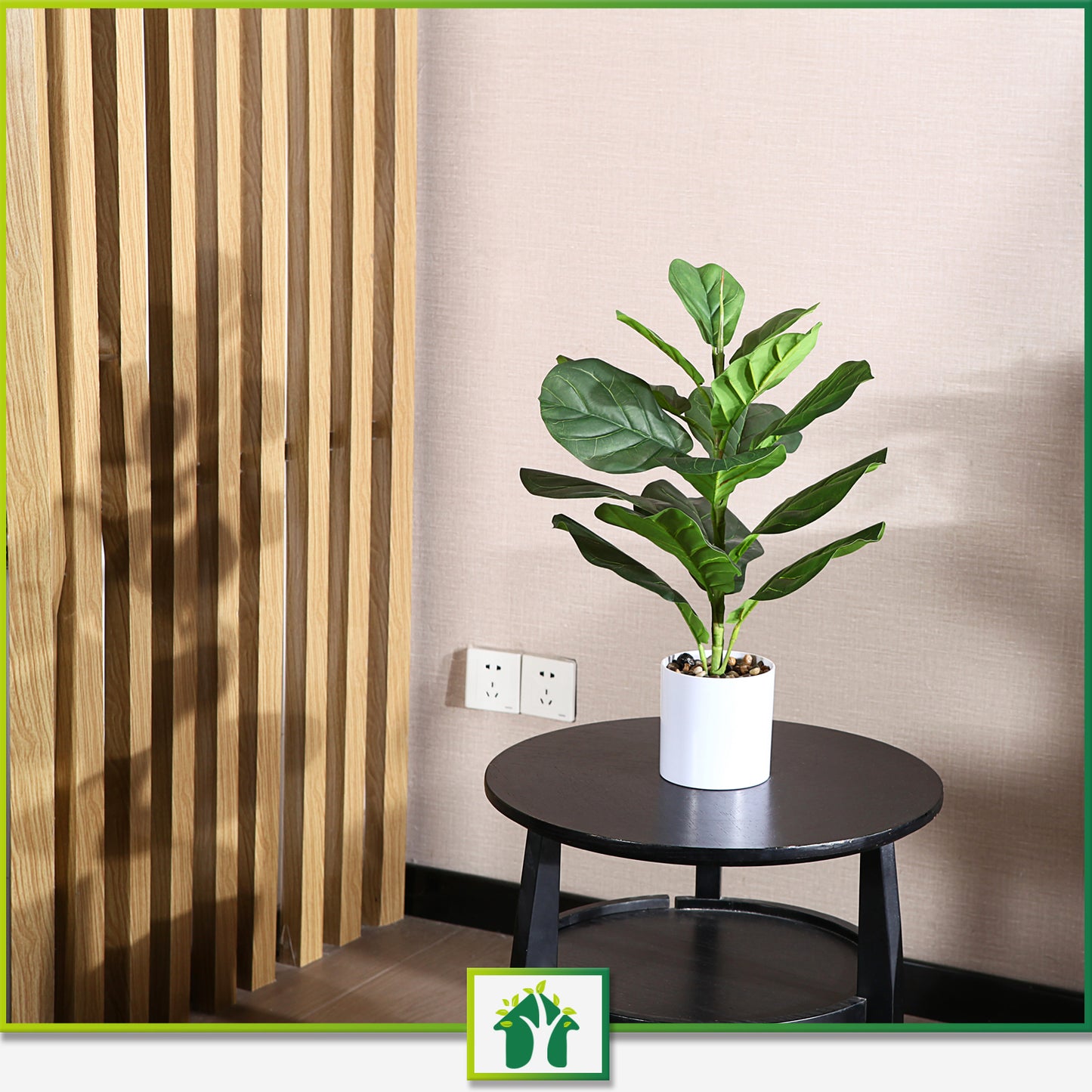 CROSOFMI Artificial Mini Fiddle Leaf Fig Tree 22 Inch Fake Ficus Lyrata Plant with 15 Leaves Faux Plants in White Pot for Indoor House Home Office Modern Decoration Perfect Housewarming Gift