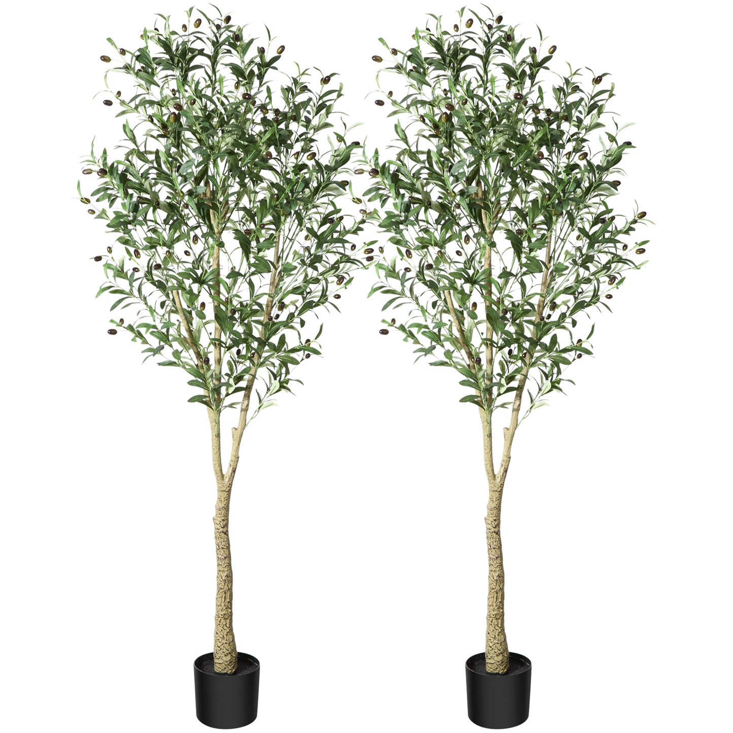CROSOFMI Artificial Olive Tree, 6FT Fake Olive Plant in Pot, Tall Faux Plant,Potted Faux Topiary Silk Tree for Indoor Entryway Decor Outdoor Home Office Gift。2pcs