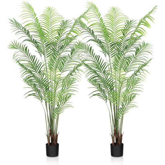 CROSOFMI Artificial Areca Palm Plant 6.5 Feet Fake Tropical Palm Tree, Perfect Faux Dypsis Lutescens Plants in Pot for Indoor Outdoor House Home Office Garden Modern Decoration Housewarming Gift