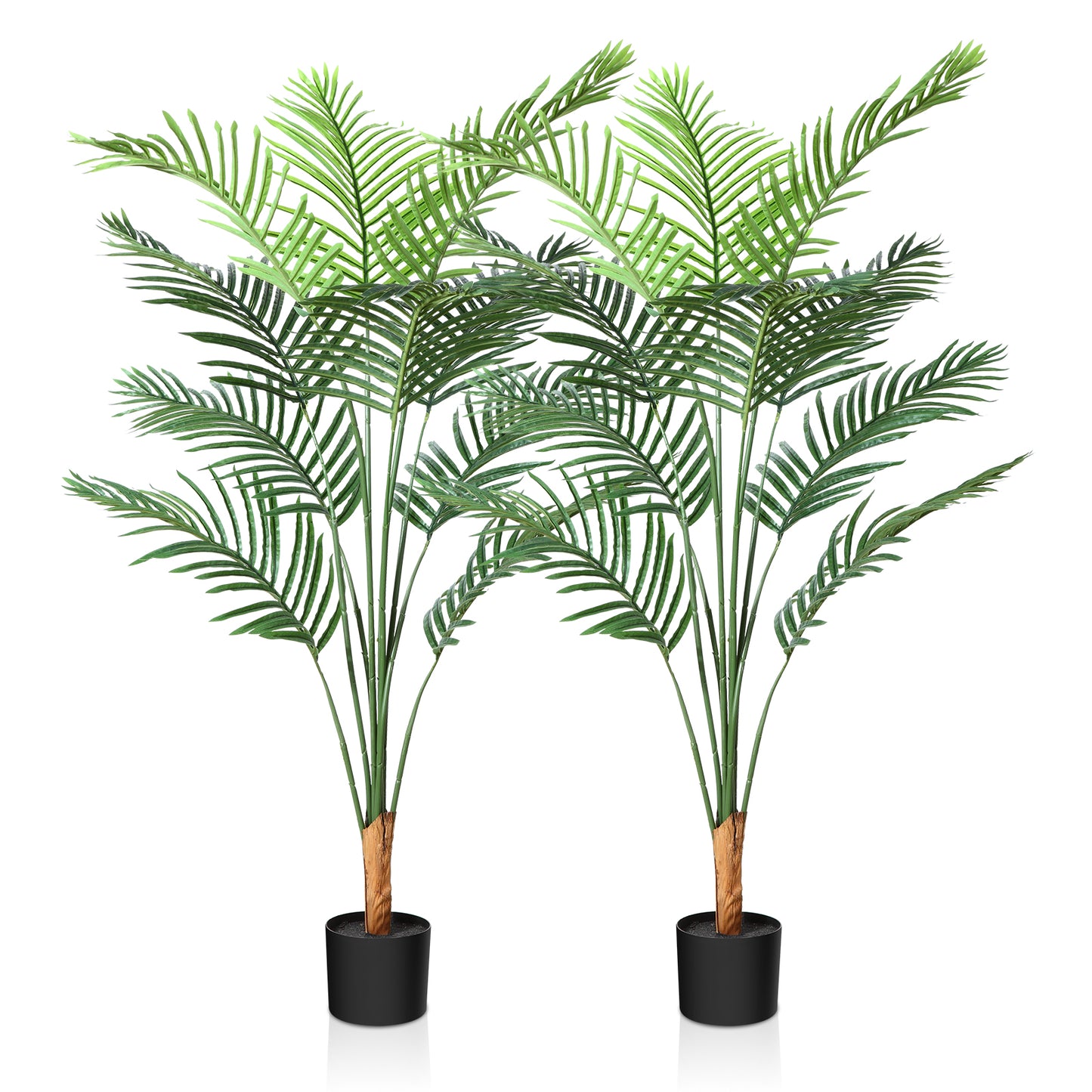 CROSOFMI Artificial Areca Palm Tree 4.5Feet Fake Tropical Palm Plant,Perfect Faux Dypsis Lutescens Plants in Pot for Indoor Outdoor Home Office Garden Modern Decoration Housewarming Gift，2pcs