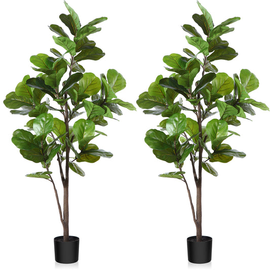 CROSOFMI Artificial Fiddle Leaf Fig Tree 65 Inch Fake Ficus Lyrata Plant with 68 Leaves Faux Plants in Pot for Indoor Outdoor House Home Office Garden Modern Decoration Perfect Housewarming Gift Visit the CROSOFMI Store，2pcs