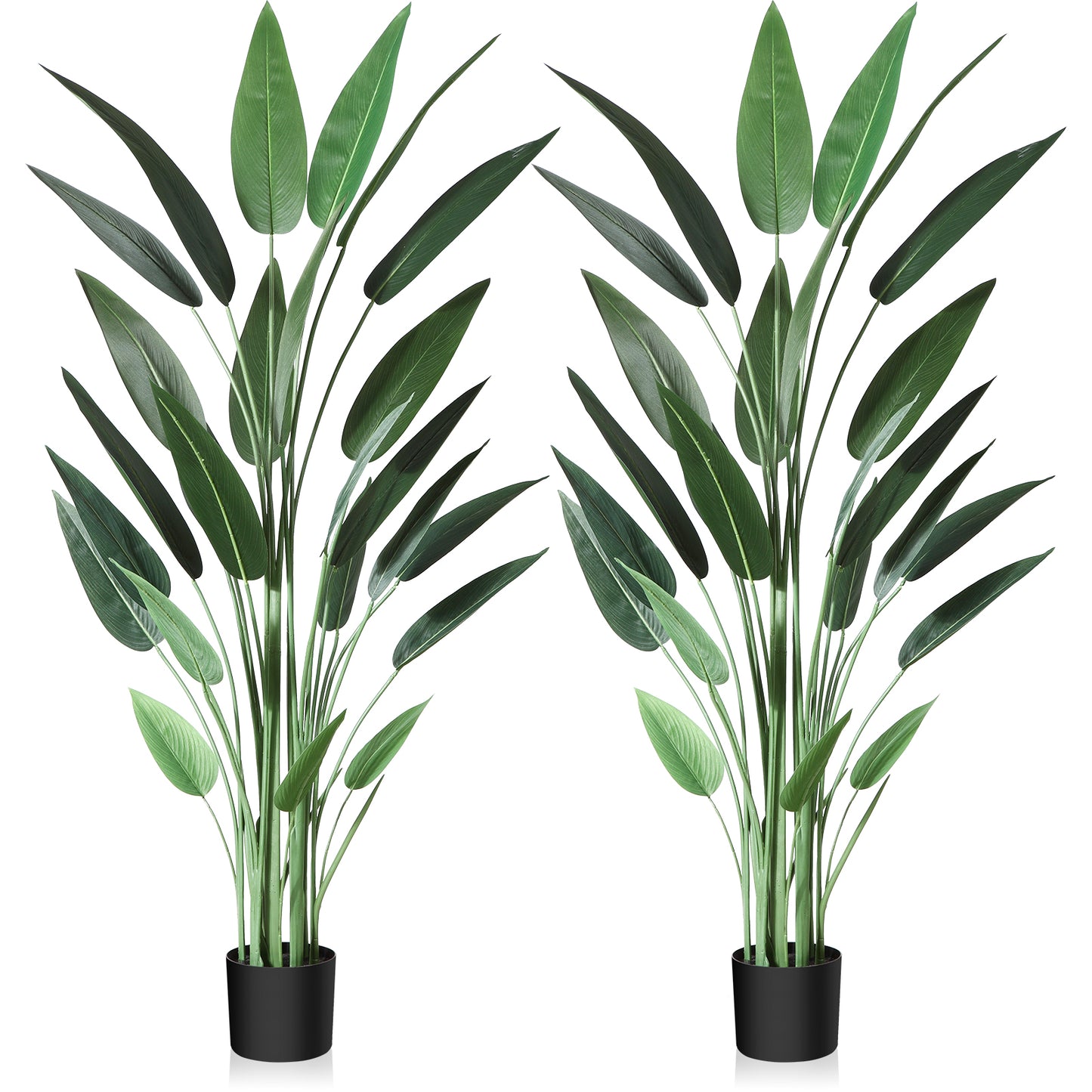 CROSOFMI Artificial Canna Lily Tree 5.2 Feet Fake Tropical Palm Tree with 25 Trunks,Perfect Large Faux Silk Plants in Pot for Indoor Outdoor Home Office Garden Modern Decoration Housewarming Gift，2pcs