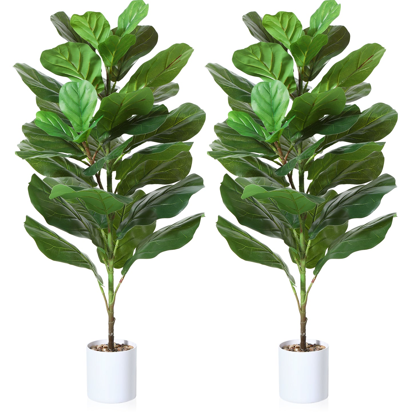CROSOFMI Artificial Mini Fiddle Leaf Fig Tree 37 Inch Fake Ficus Lyrata Plant with 15 Leaves Faux Plants in White Pot for Indoor House Home Office Modern Decoration Perfect Housewarming Gift