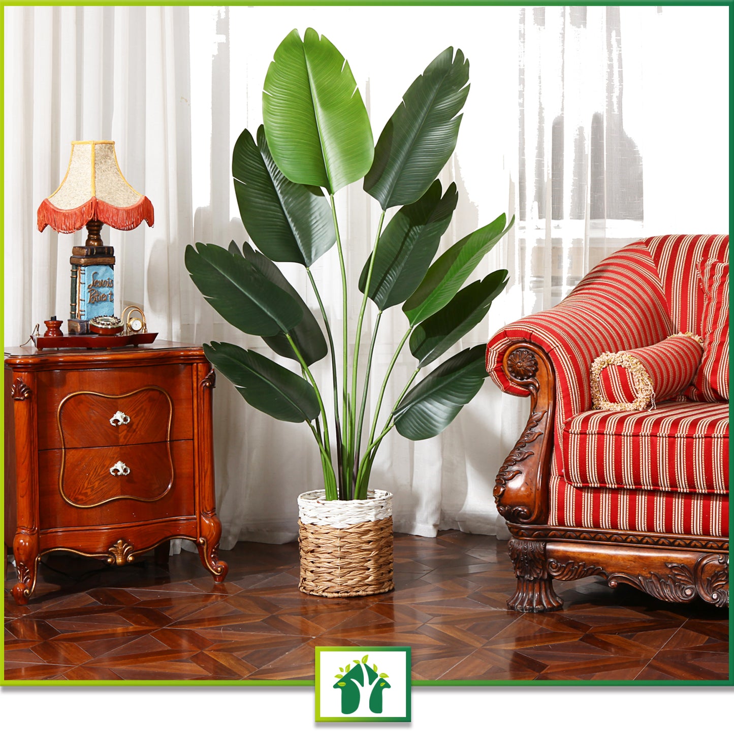 CROSOFMI Artificial Bird of Paradise Plant 5 Feet Fake Tropical Palm Tree with 10 Leaves,Perfect Faux Plants in Pot for Indoor Outdoor House Home Office Garden Modern Decoration Housewarming Gift，2pcs