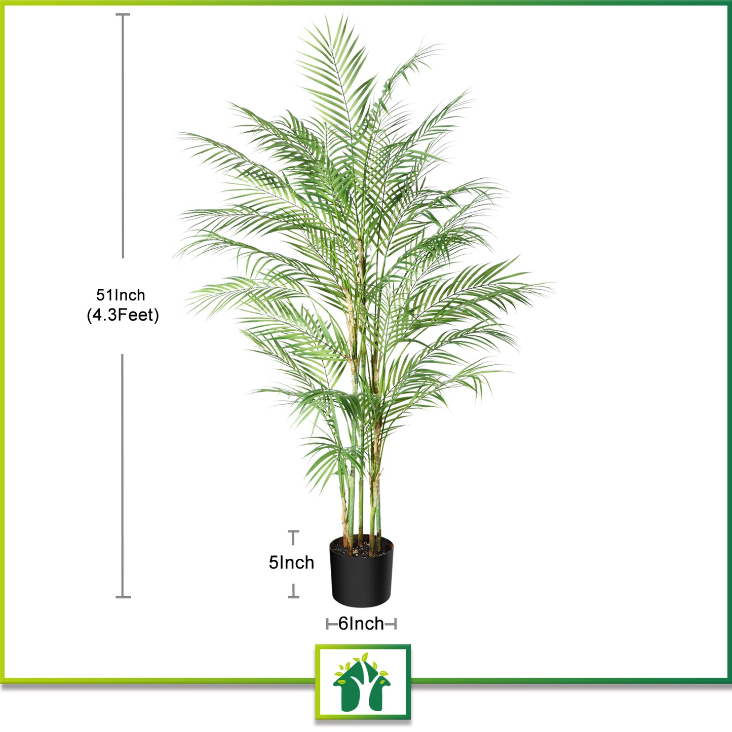 CROSOFMI Artificial Paradise Palm Tree 4.3Feet Fake Tropical Palm Tree, Perfect Faux Plants in Pot for Indoor Outdoor House Home Office Garden Modern Decoration Housewarming Gift-1Pack
