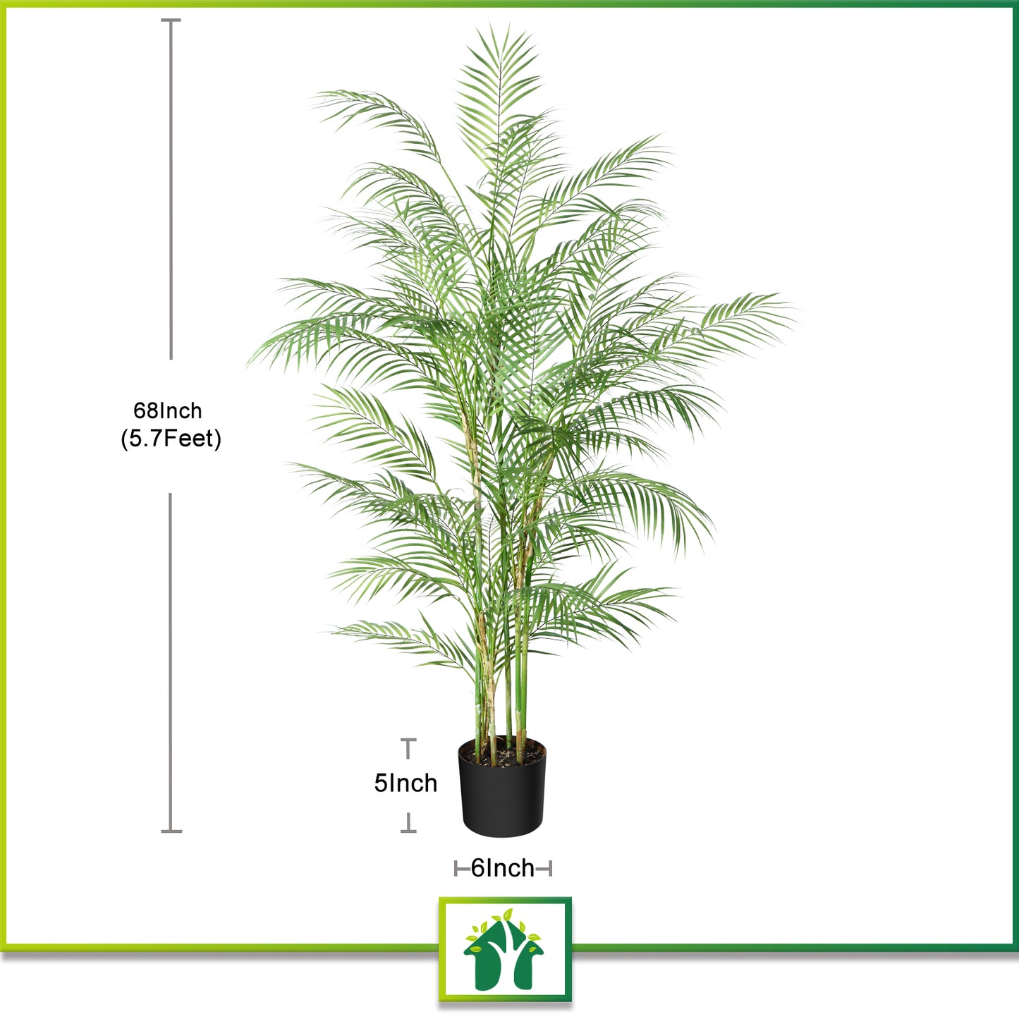 CROSOFMI Artificial Paradise Palm Tree 5.7Feet Fake Tropical Palm Tree, Perfect Faux Plants in Pot for Indoor Outdoor House Home Office Garden Modern Decoration Housewarming Gift-1Pack