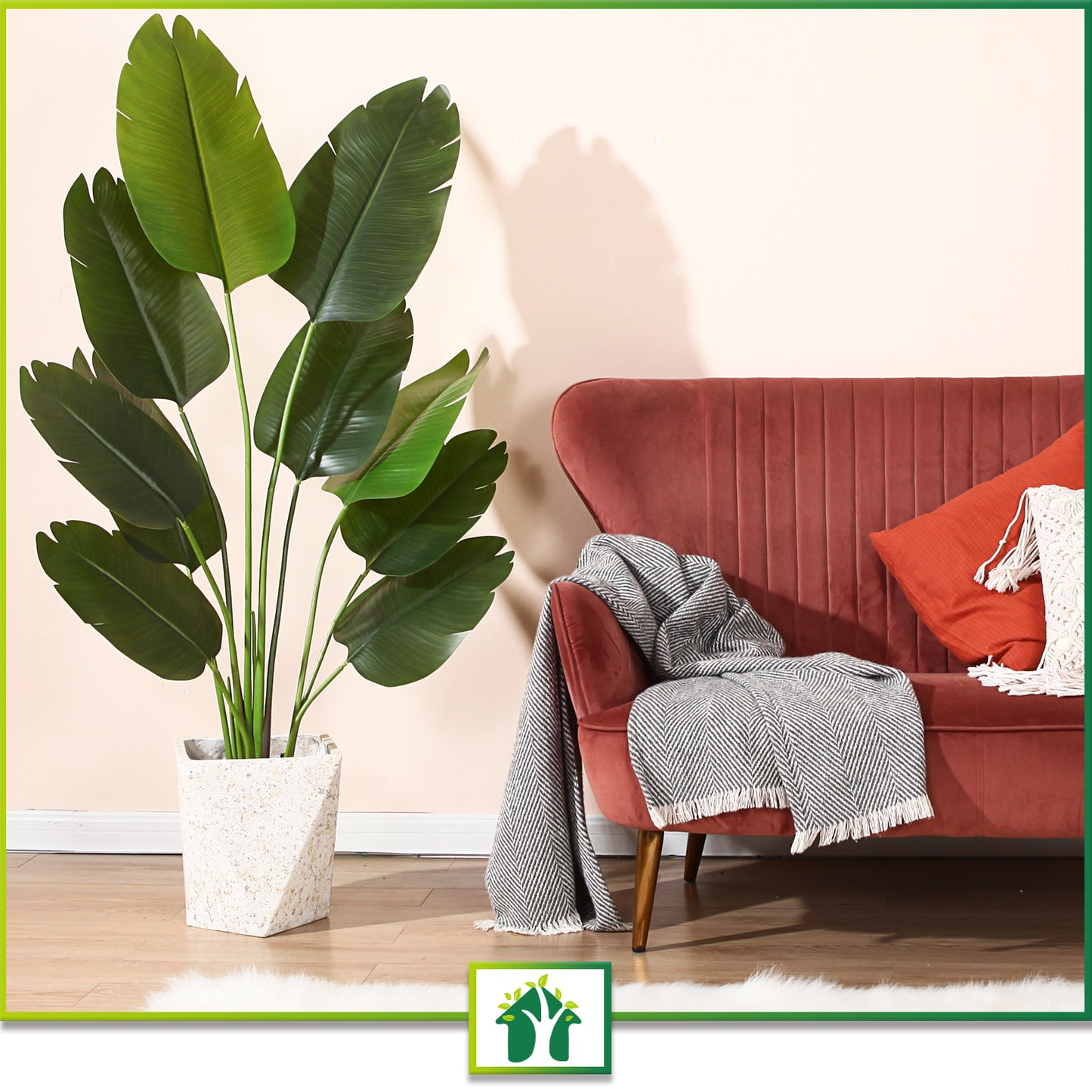 CROSOFMI Artificial Bird of Paradise Plant 5 Feet Fake Tropical Palm Tree with 10 Leaves,Perfect Faux Plants in Pot for Indoor Outdoor House Home Office Garden Modern Decoration Housewarming Gift，2pcs