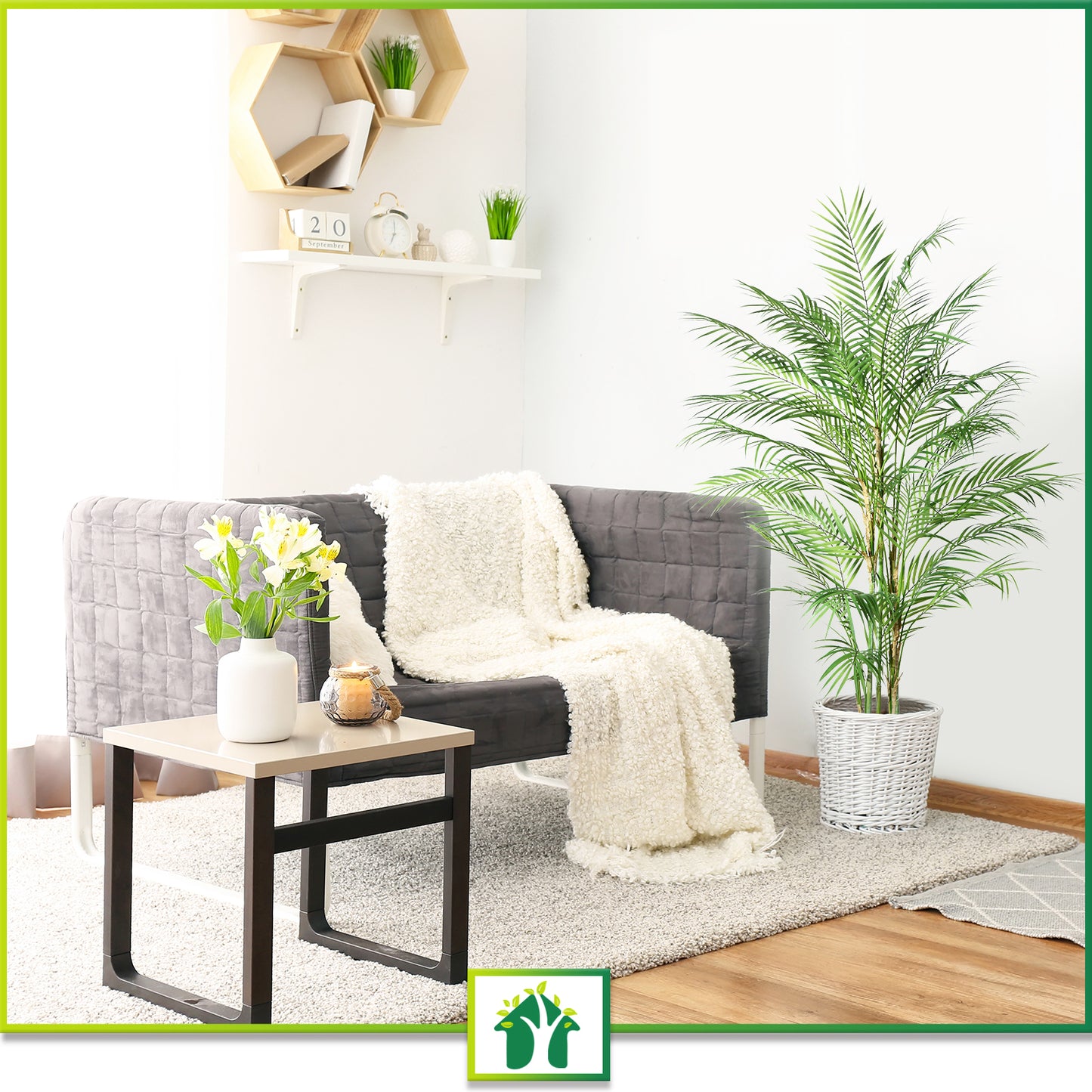 CROSOFMI Artificial Paradise Palm Tree 4.3Feet Fake Tropical Palm Tree, Perfect Faux Plants in Pot for Indoor Outdoor House Home Office Garden Modern Decoration Housewarming Gift-1Pack