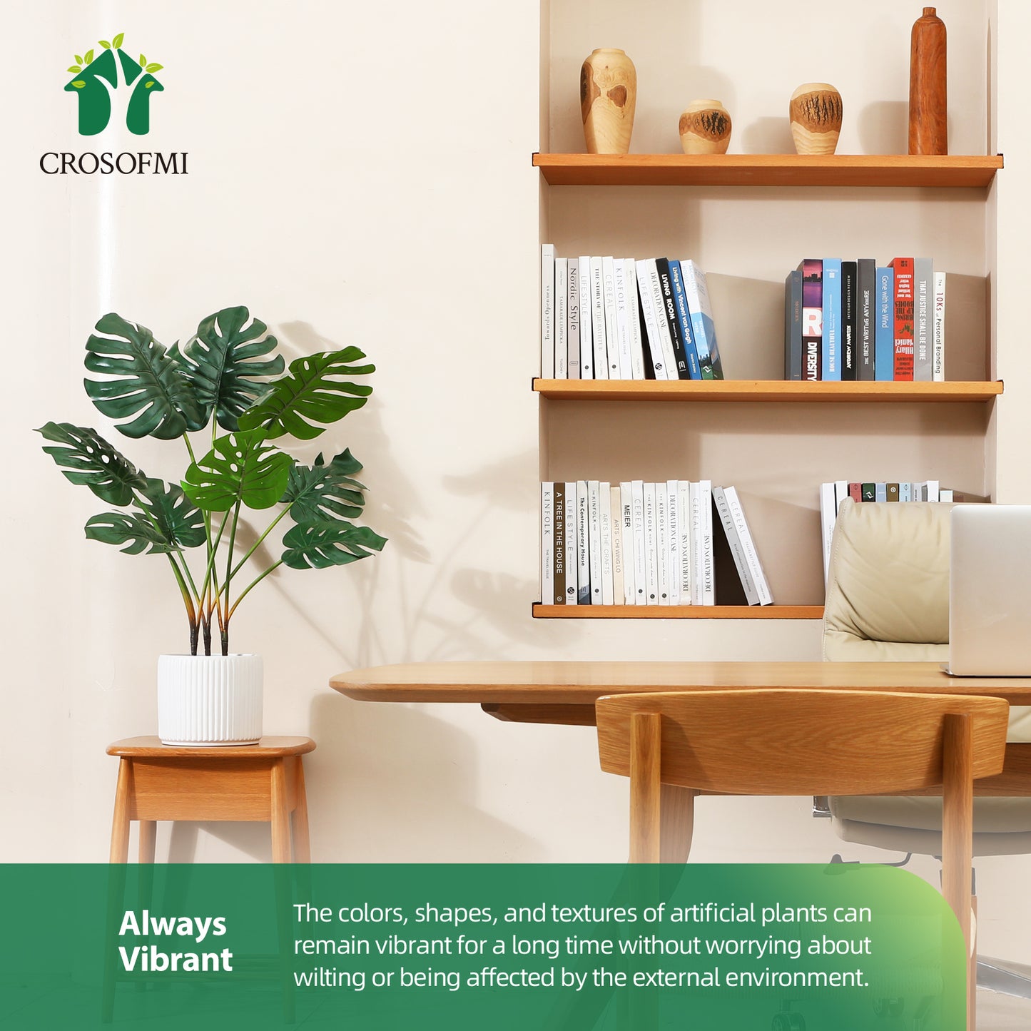 CROSOFMI Artificial Monstera Deliciosa Plant 37" Fake Tropical Palm Tree, Perfect Faux Swiss Cheese Plants in Pot for Indoor Outdoor House Home Office Garden Modern Decoration Housewarming Gift,1 Pack