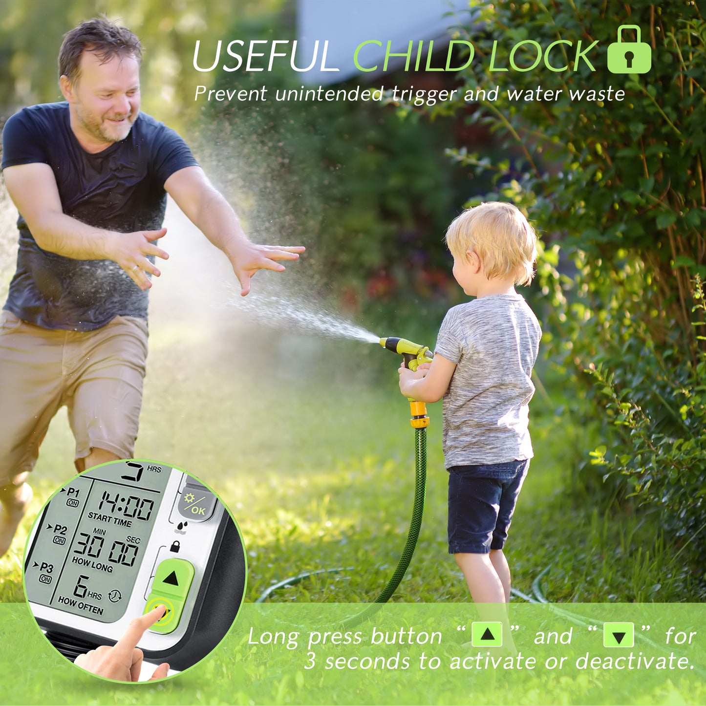 CROSOFMI Sprinkler Timer,Water Timer with 3 Separate Watering Programs and Rain Auto Sensor Function,Garden Lawn Hose Faucet Timer Irrigation System Controller/Child Lock/Rain Barrel/3.5' HD Screen