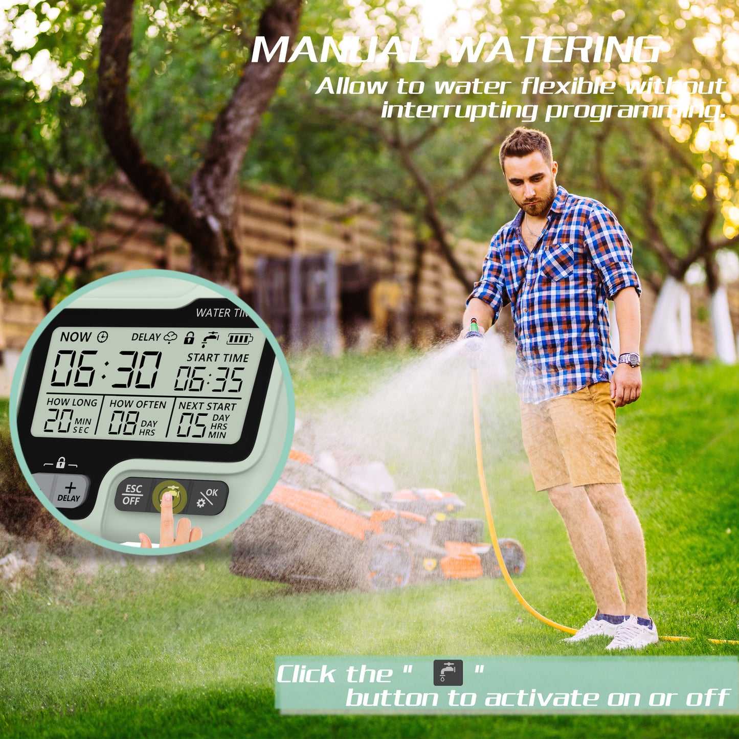 CROSOFMI Sprinkler Timer,Water Timer Digital Programmable Garden Lawn Hose Faucet Timer Irrigation System Controller/Child Lock Mode/Auto&Manual Mode/Rain Delay/IPX5 Blue