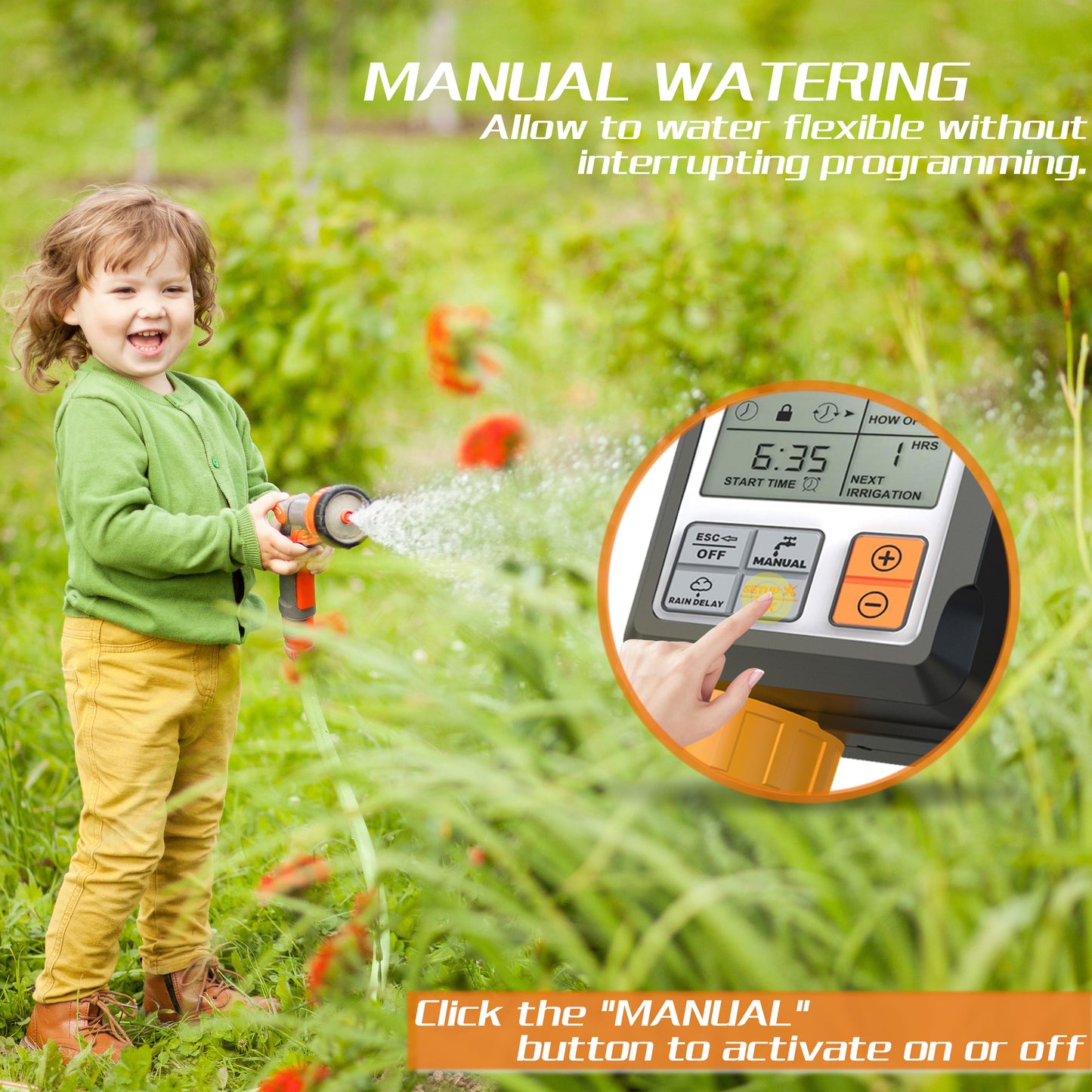 CROSOFMI Sprinkler Timer,Water Timer Digital Programmable Garden Lawn Hose Faucet Timer Irrigation System Controller/Child Lock Mode/Auto&Manual Mode/Rain Delay/3" HD Large Screen/IP65