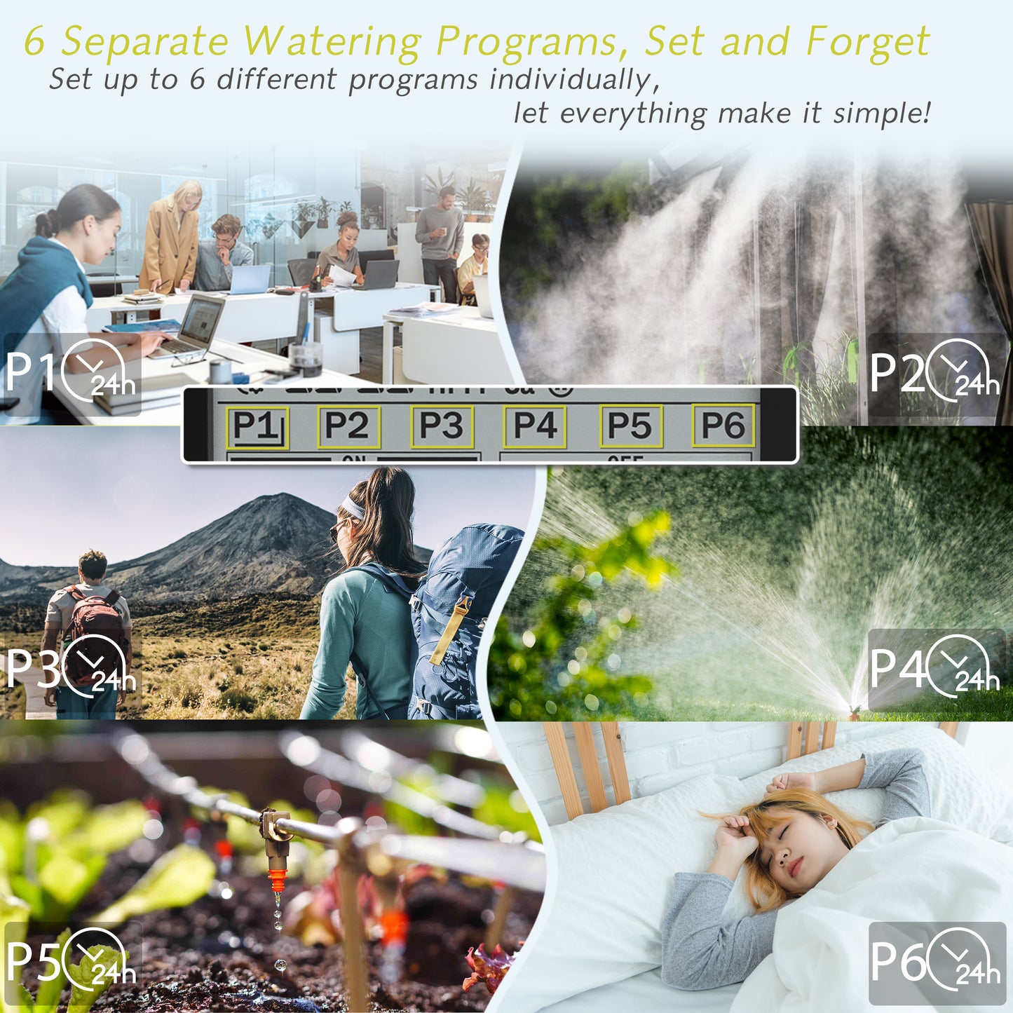 CROSOFMI Sprinkler Timer,Water Timer with 6 Separate Watering Programs Hose Timer with Rain Auto Sensor Function,Week System，Child Lock,Garden Lawn Faucet Timer,Drip Irrigation System Controller,IPX5