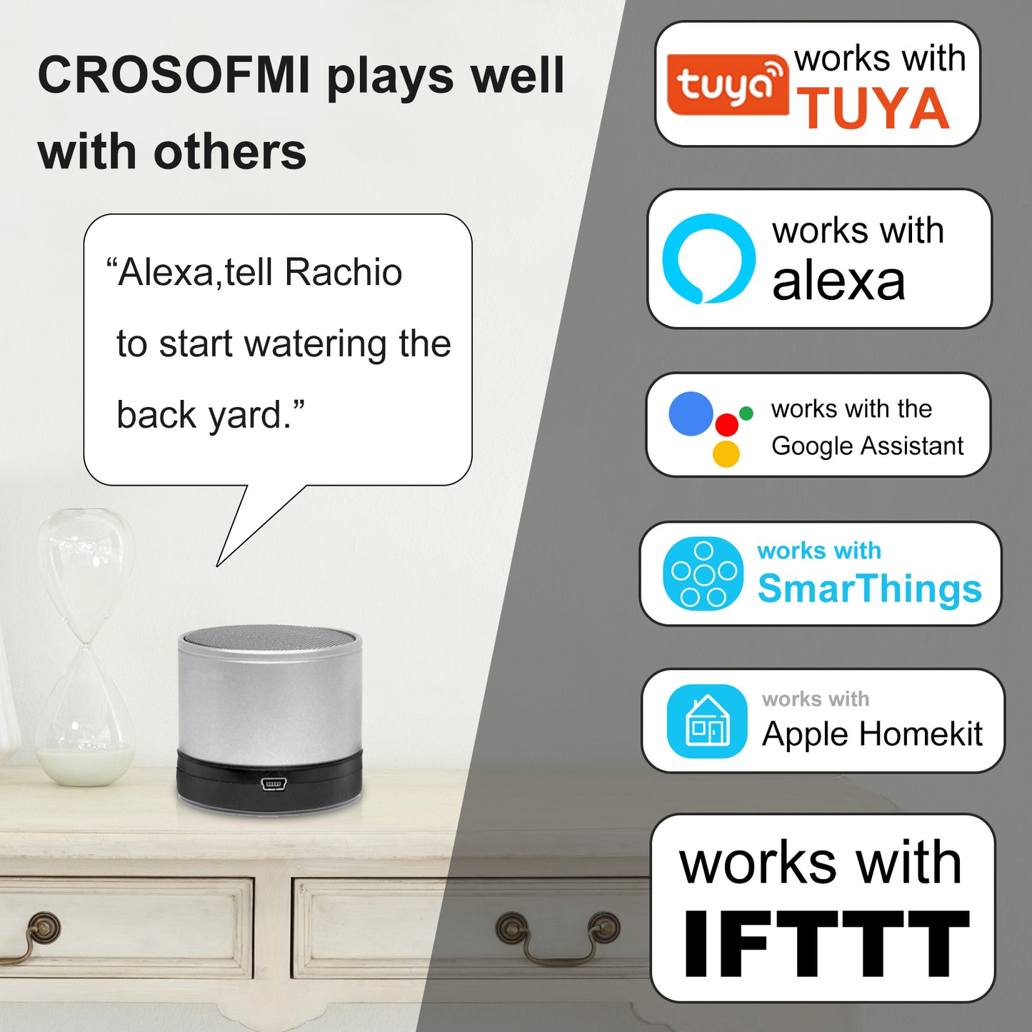 CROSOFMI WiFi Water Timer, Smart Sprinkler Timer for Garden, Hose Faucet Watering Timer with WiFi Hub, Wireless Remote APP Control Irrigation System, Water Flow Meter for Garden Lawn Watering
