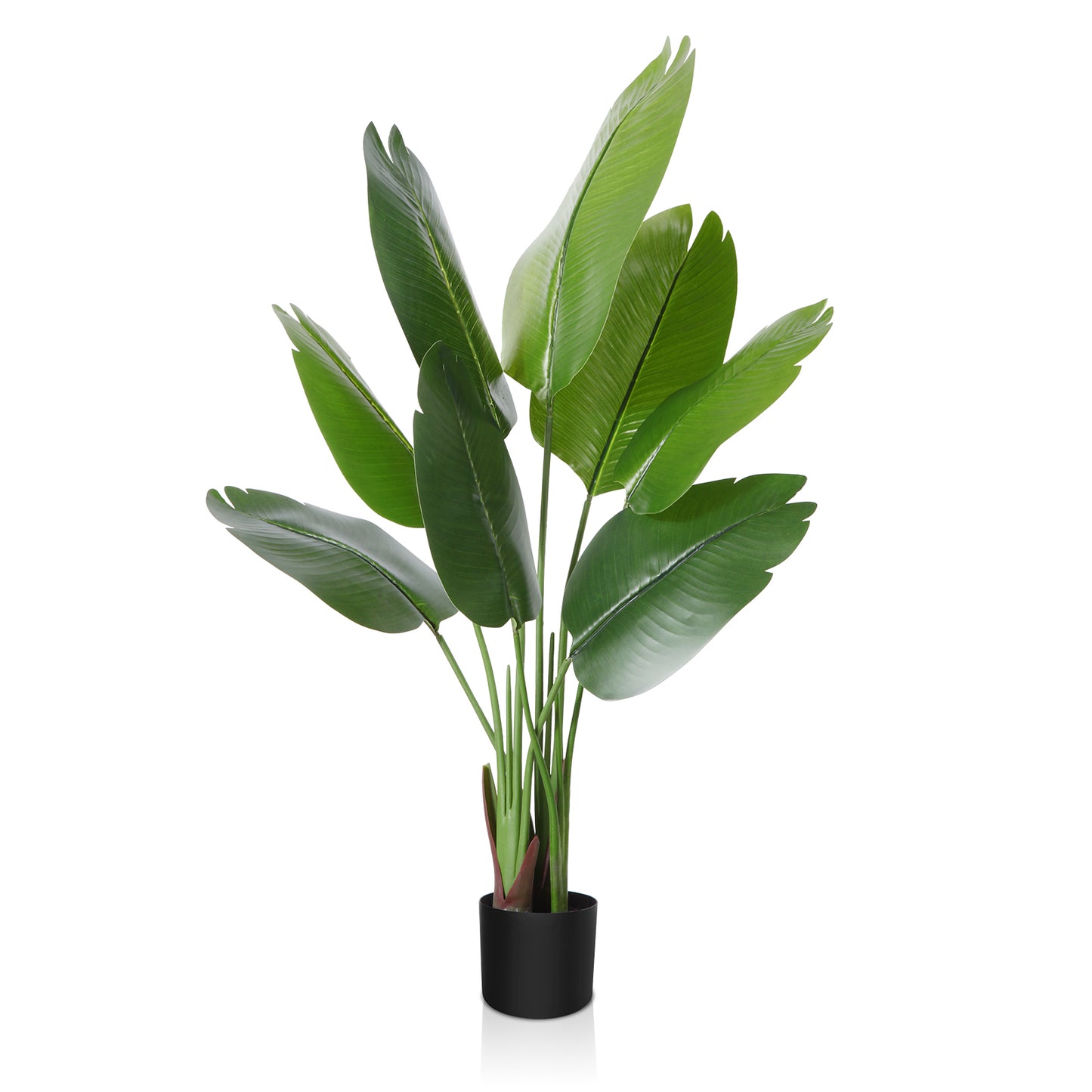 CROSOFMI Artificial Bird of Paradise Plant 4 Feet Fake Tropical Palm Tree with 8 Leaves,Perfect Faux Plants in Pot for Indoor Outdoor House Home Office Garden Modern Decoration Housewarming Gift